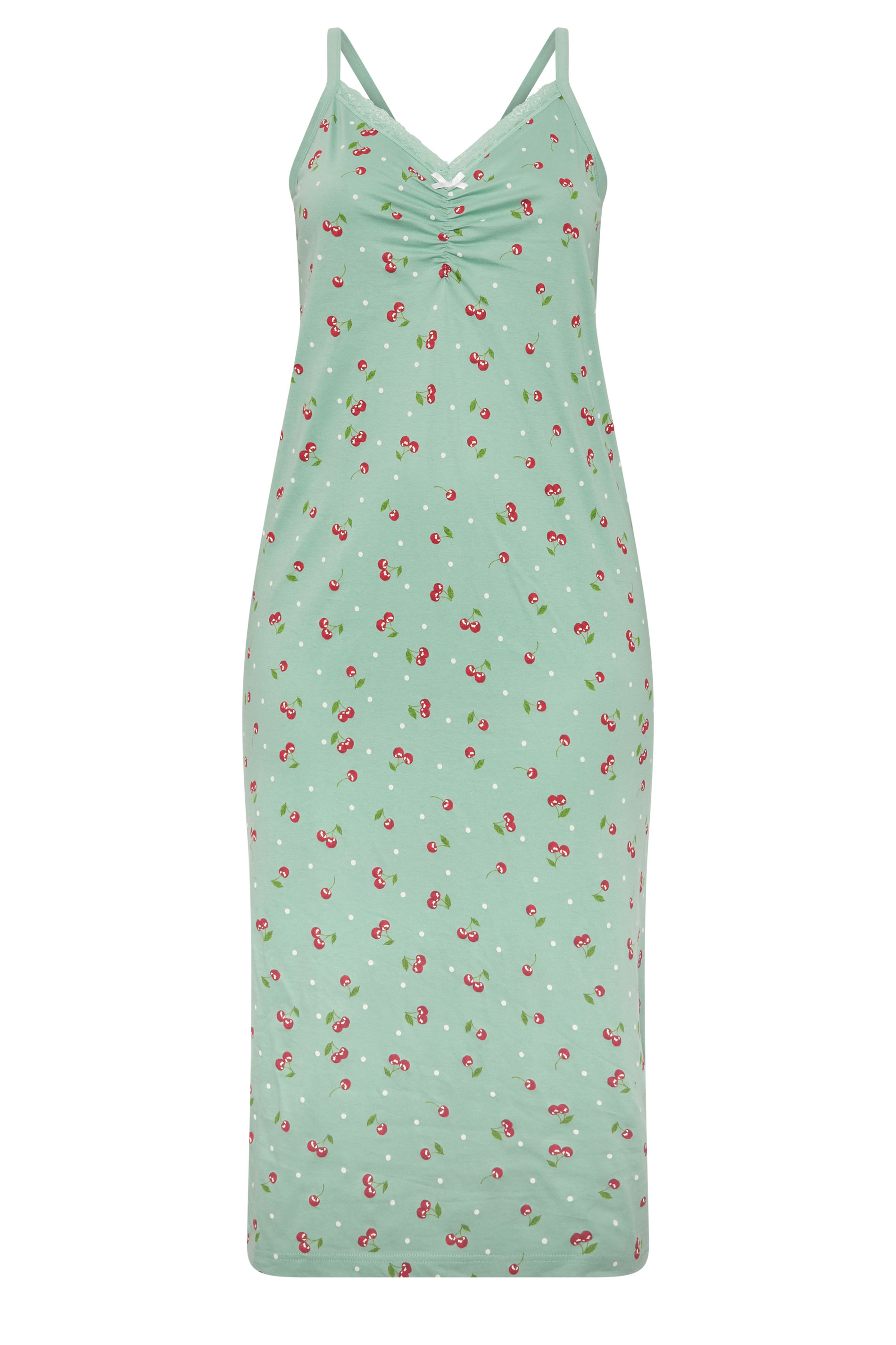 YOURS Plus Size Green Cherry & Polka Dot Chemise Nightdress | Yours Clothing 6