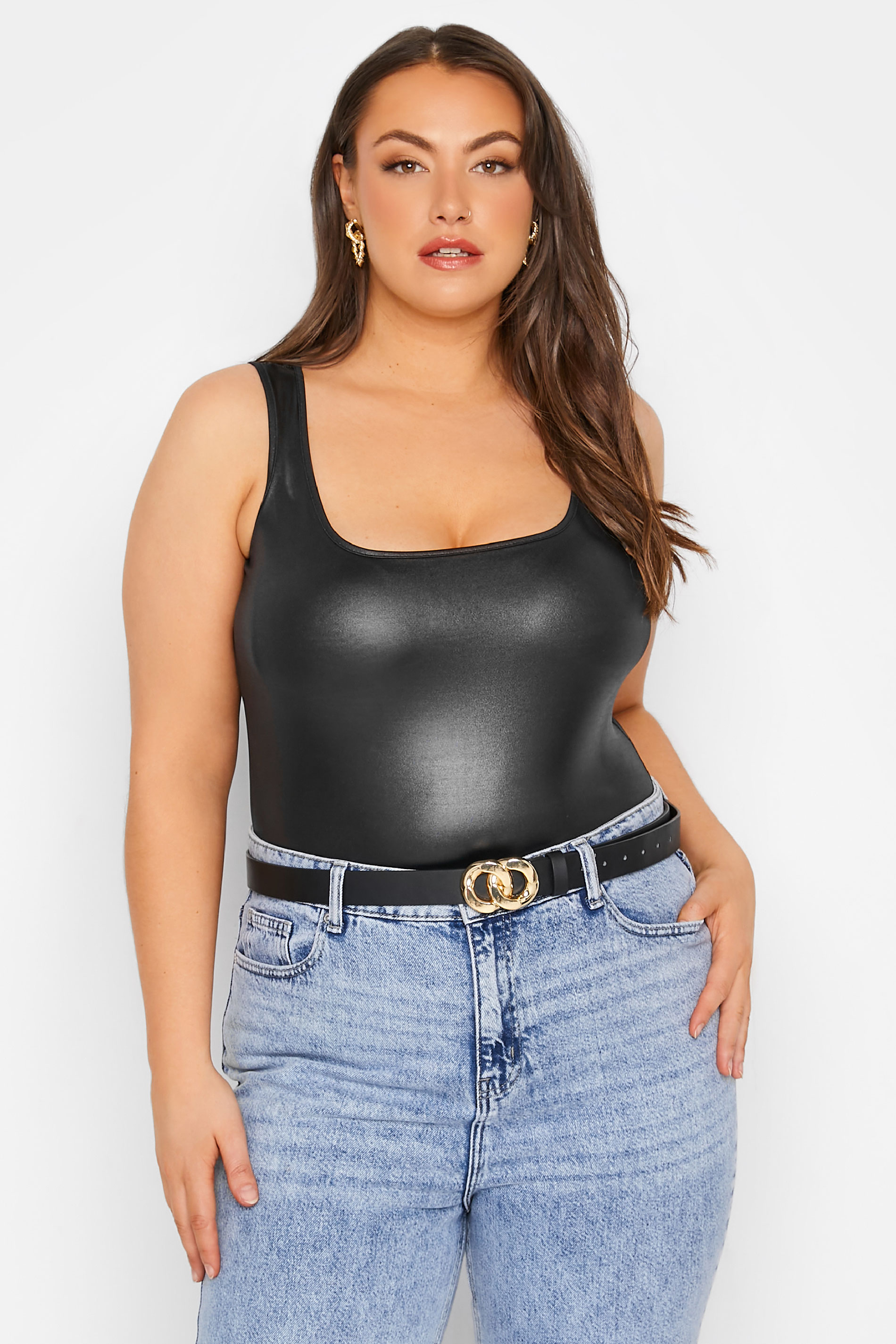 LIMITED COLLECTION Curve Black Leather Look Bodysuit_A.jpg