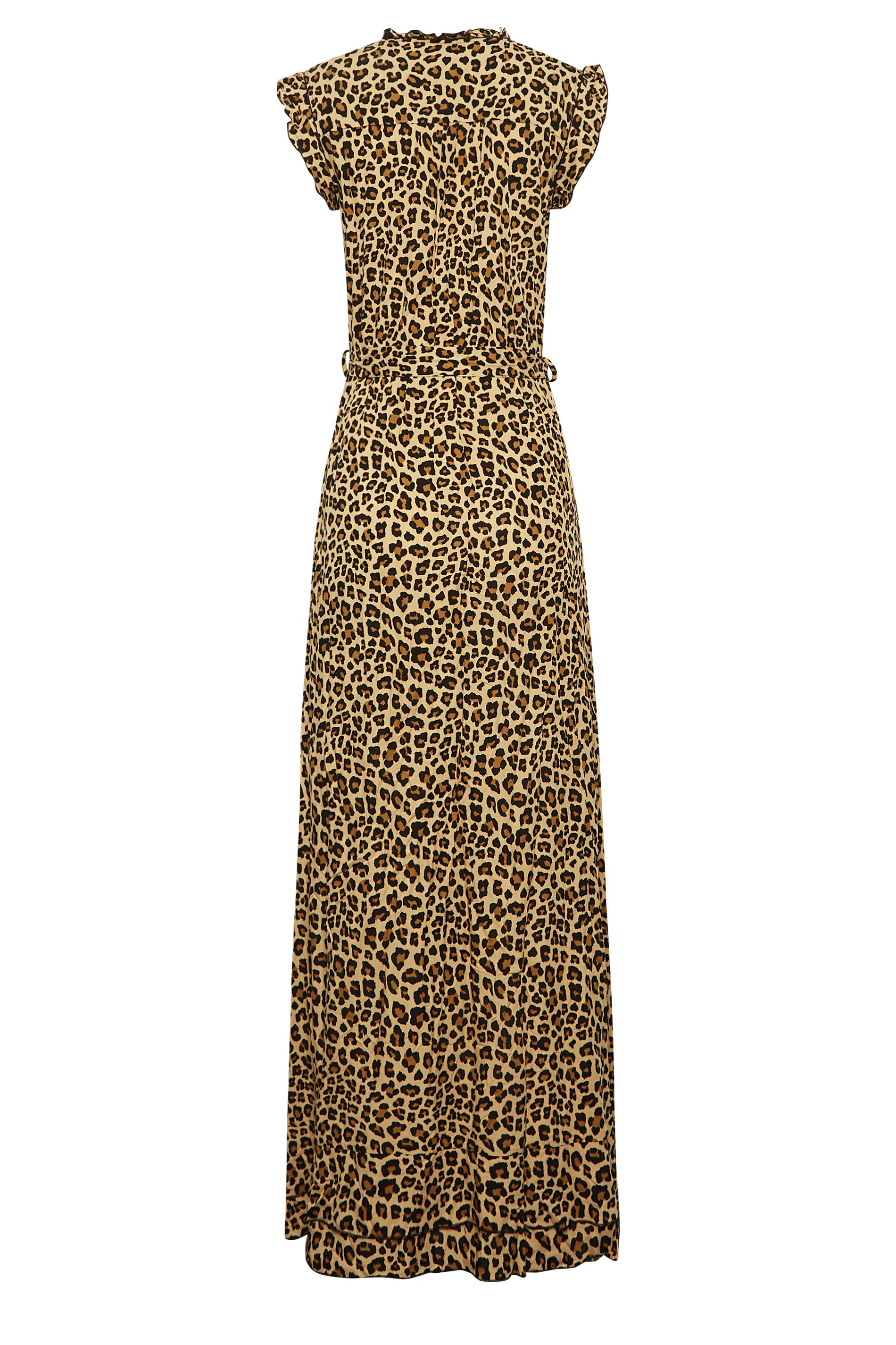 LTS Tall Women's Brown Animal Print Frill Sleeve Maxi Dress | Long Tall Sally 3