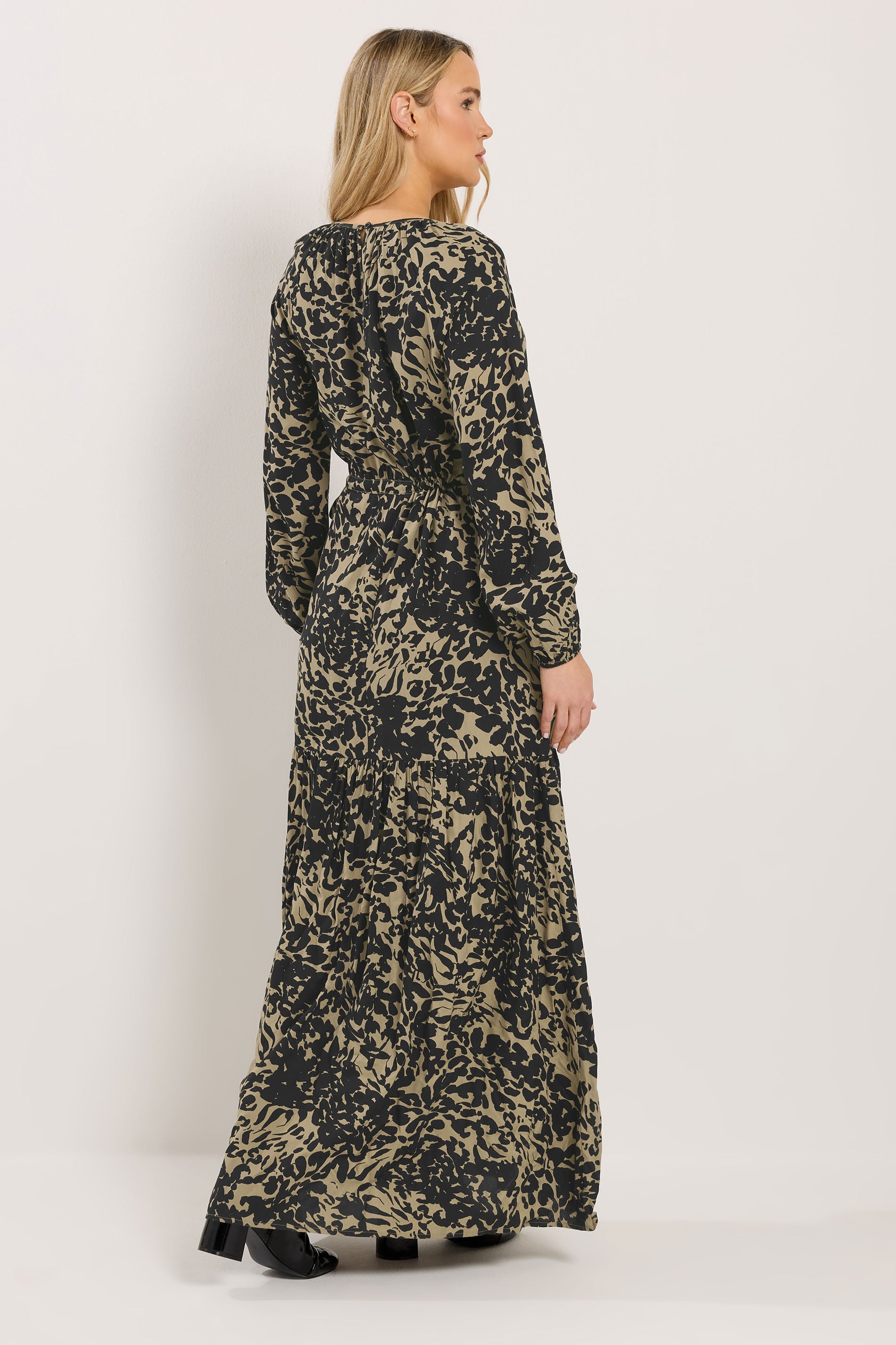 LTS Tall Women's Black Abstract Tie Waist Maxi Dress | Long Tall Sally 2