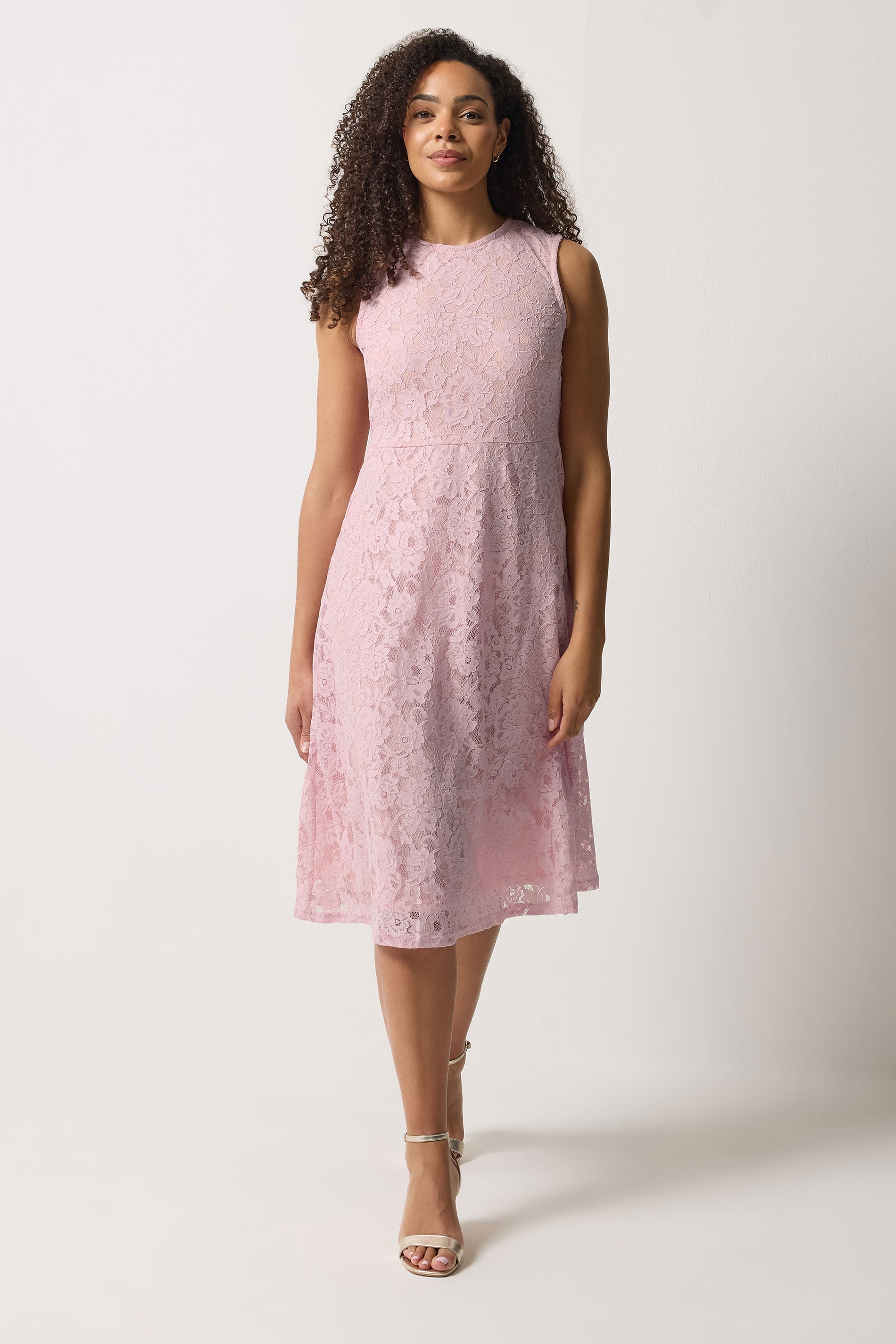 M&Co Light Pink Lace Skater Dress | M&Co 1