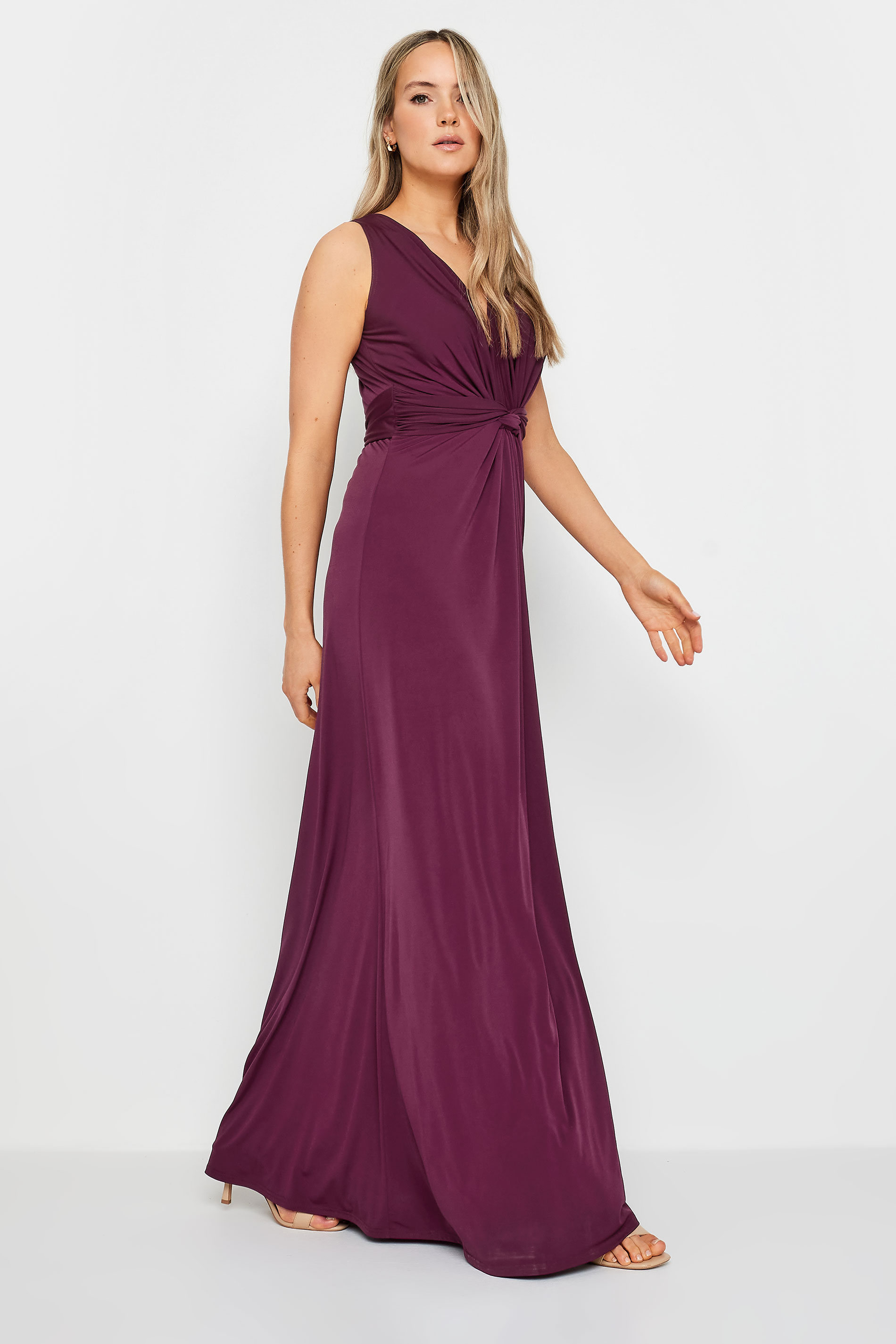 LTS Tall Womens Wine Red Knot Front Maxi Dress | Long Tall Sally 2