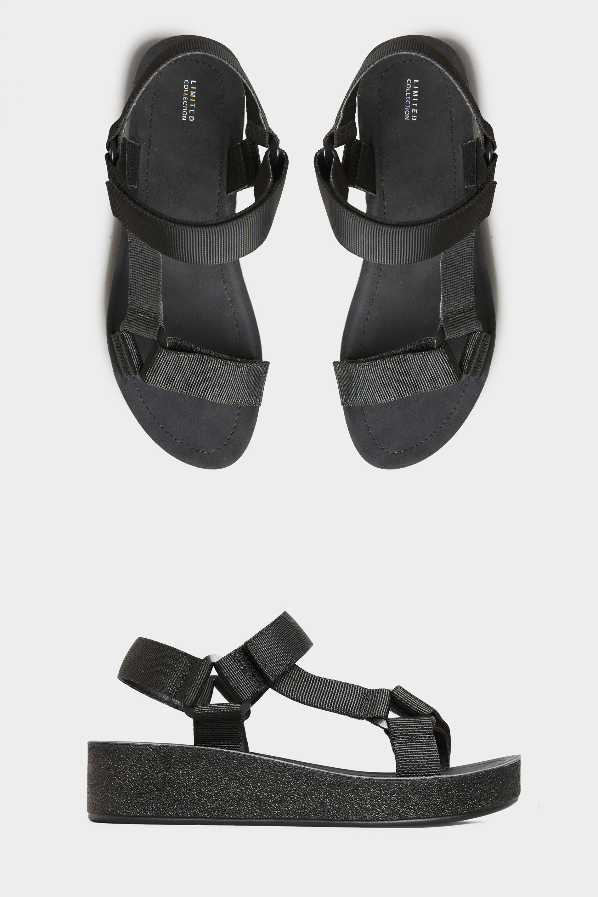 LIMITED COLLECTION Black Sporty Mid Platform Sandals In Extra Wide Fit | Yours Clothing 2