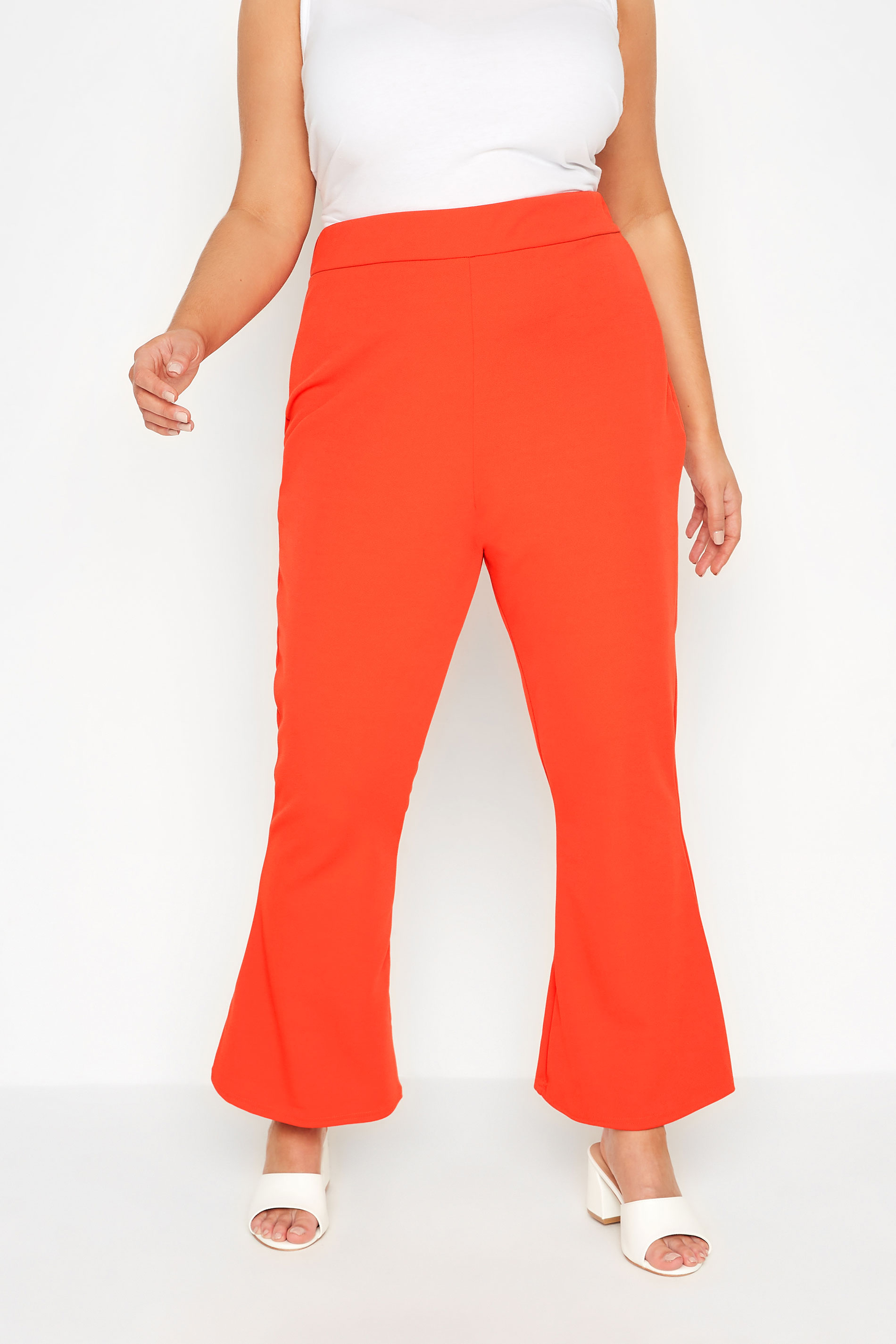 LIMITED COLLECTION Curve Bright Orange Flared Trousers 1