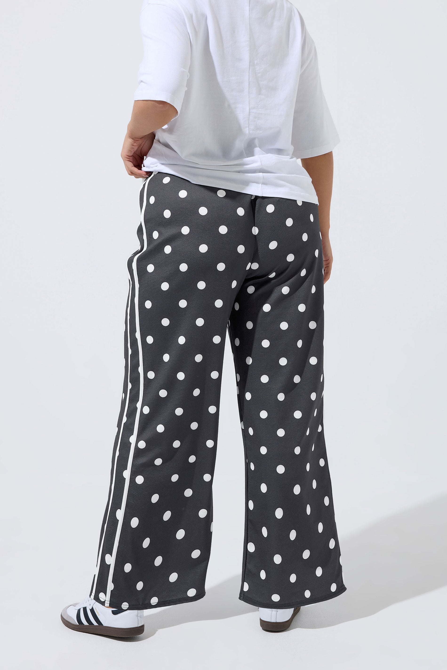 LIMITED COLLECTION Plus Size Black Polka Dot Side Stripe Trousers | Yours Clothing 4
