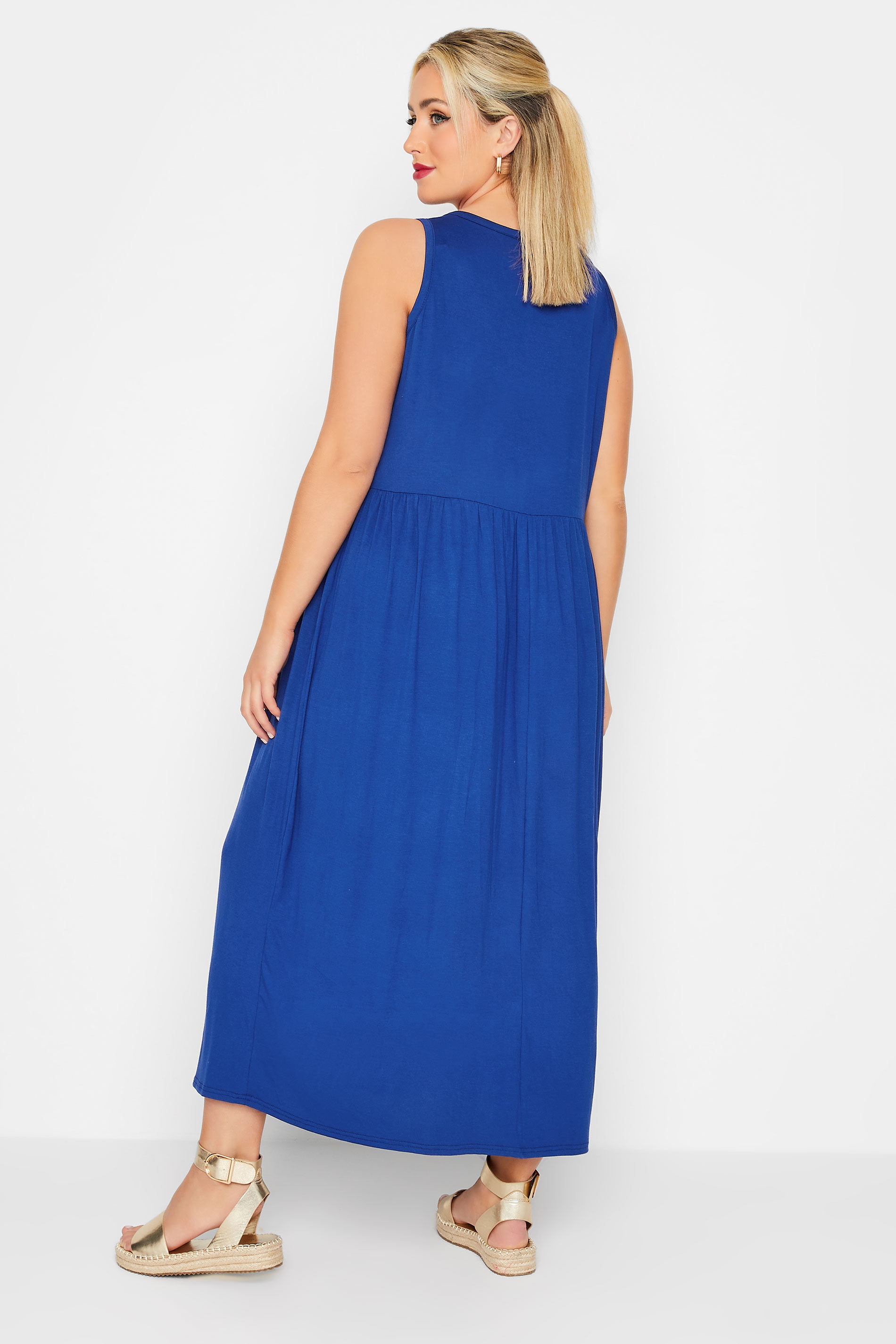 LIMITED COLLECTIO Plus Size Cobalt Blue Placket Maxi Dress | Yours Clothing 3