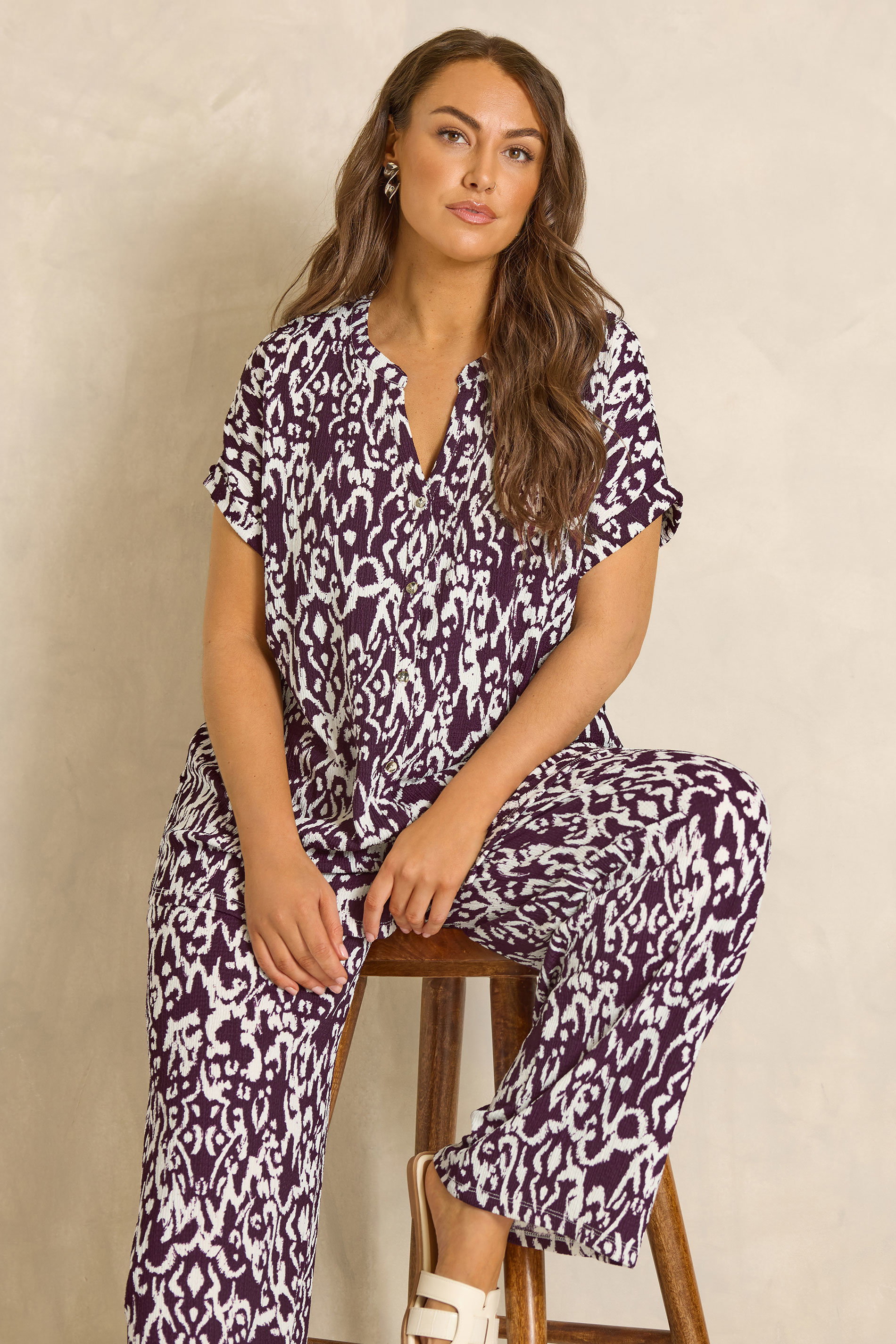 EVANS Plus Size Set Berry Red Ikat Print | Evans 1
