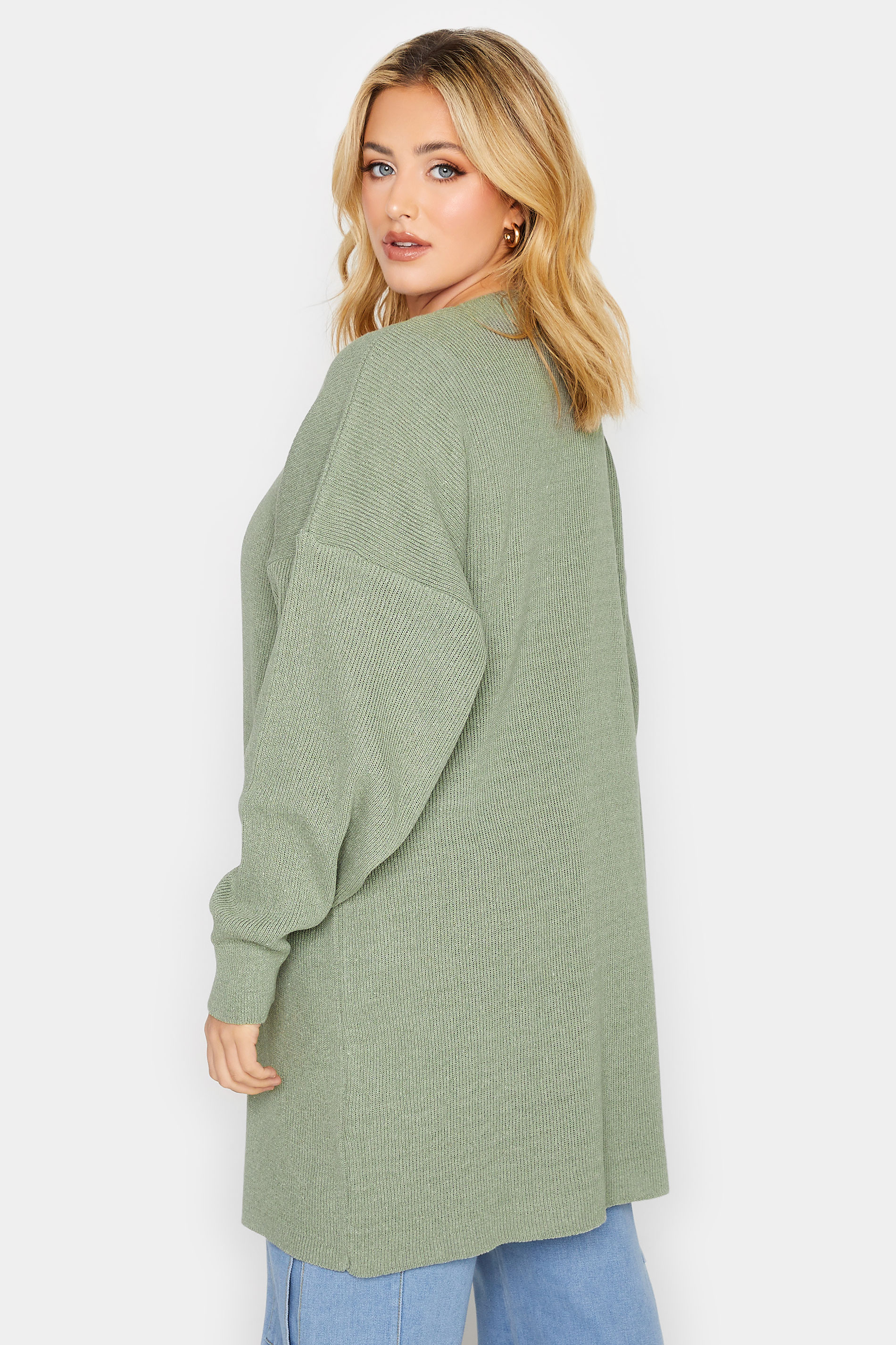 Plus Size Sage Green Knitted Cardigan | Yours Clothing 3