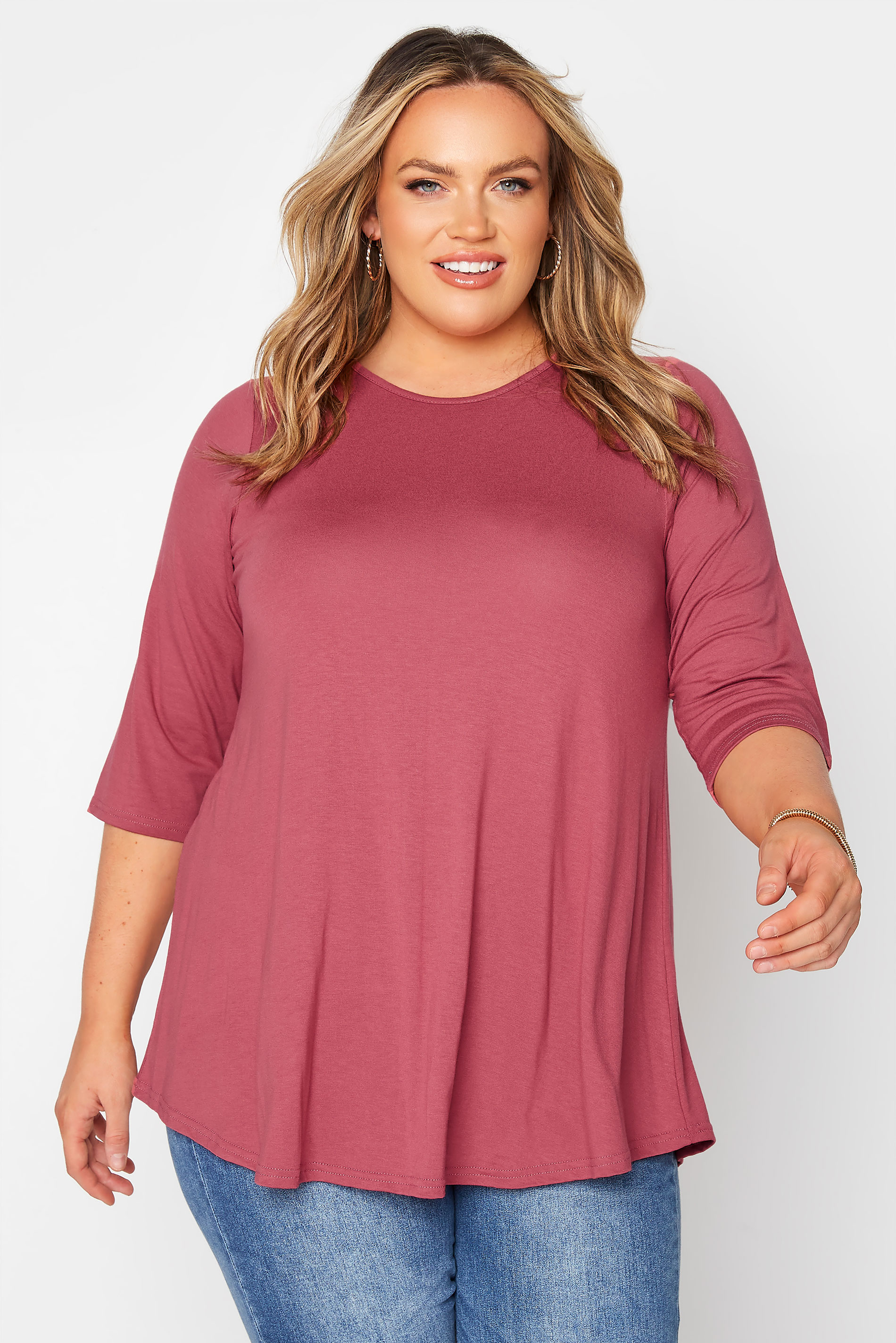 Plus Size LIMITED COLLECTION Rose Pink Jersey Swing Top | Yours Clothing 1
