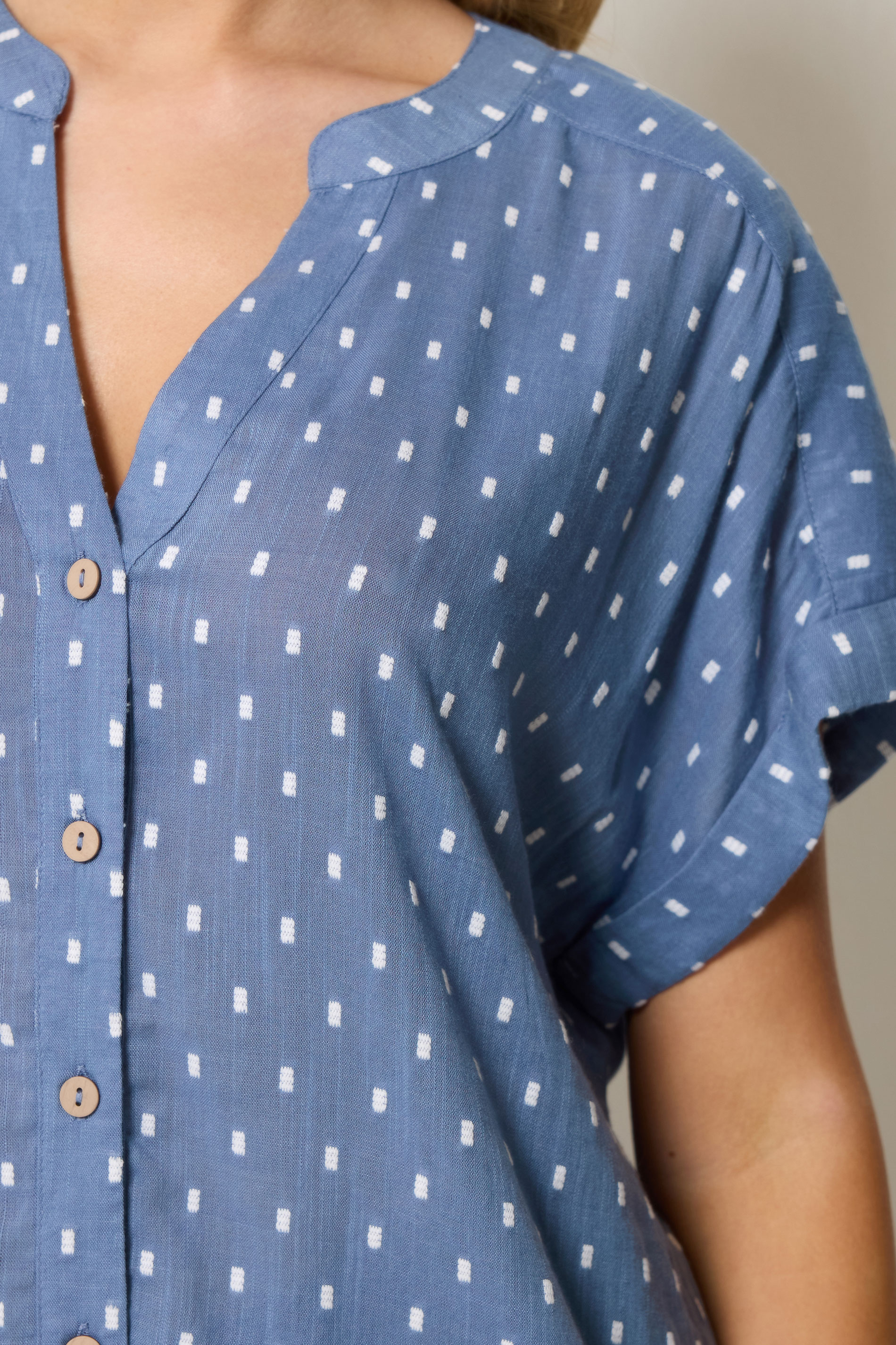 M&Co Women's Denim Blue Dobby Shirt | M&Co 4