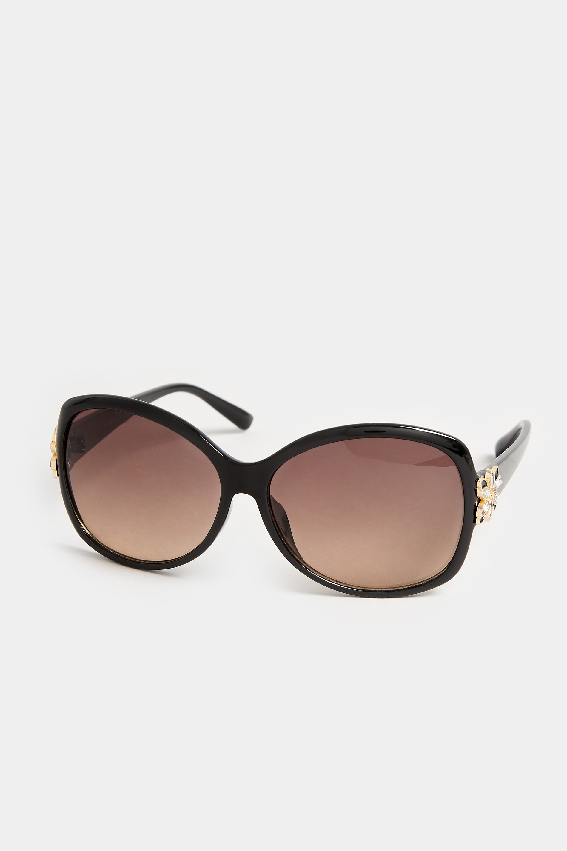 Black Oversized Floral Detail Sunglasses | Yours Clothing 2