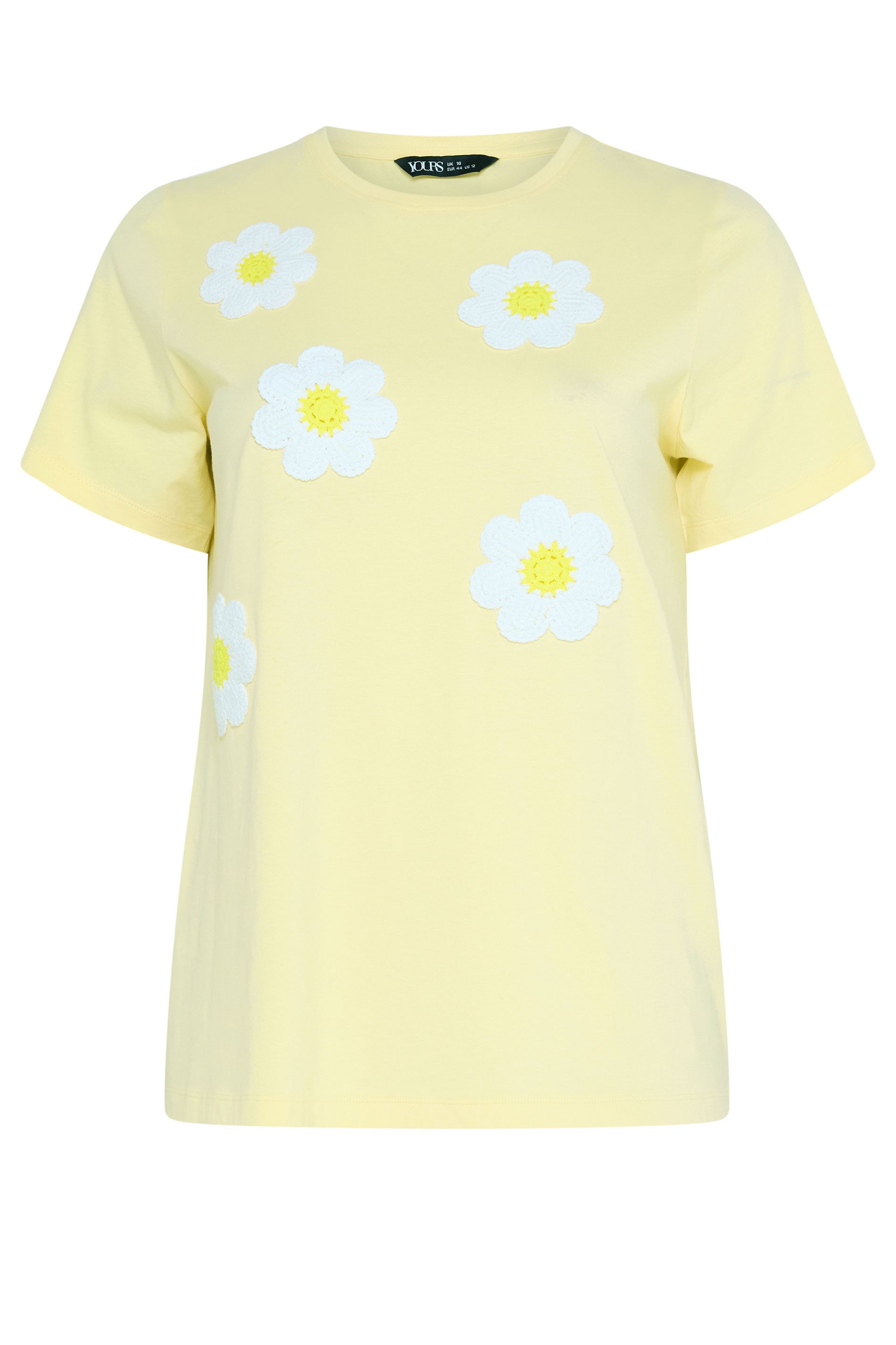 YOURS Plus Size Yellow Daisy Applique T-Shirt | Yours Clothing 5