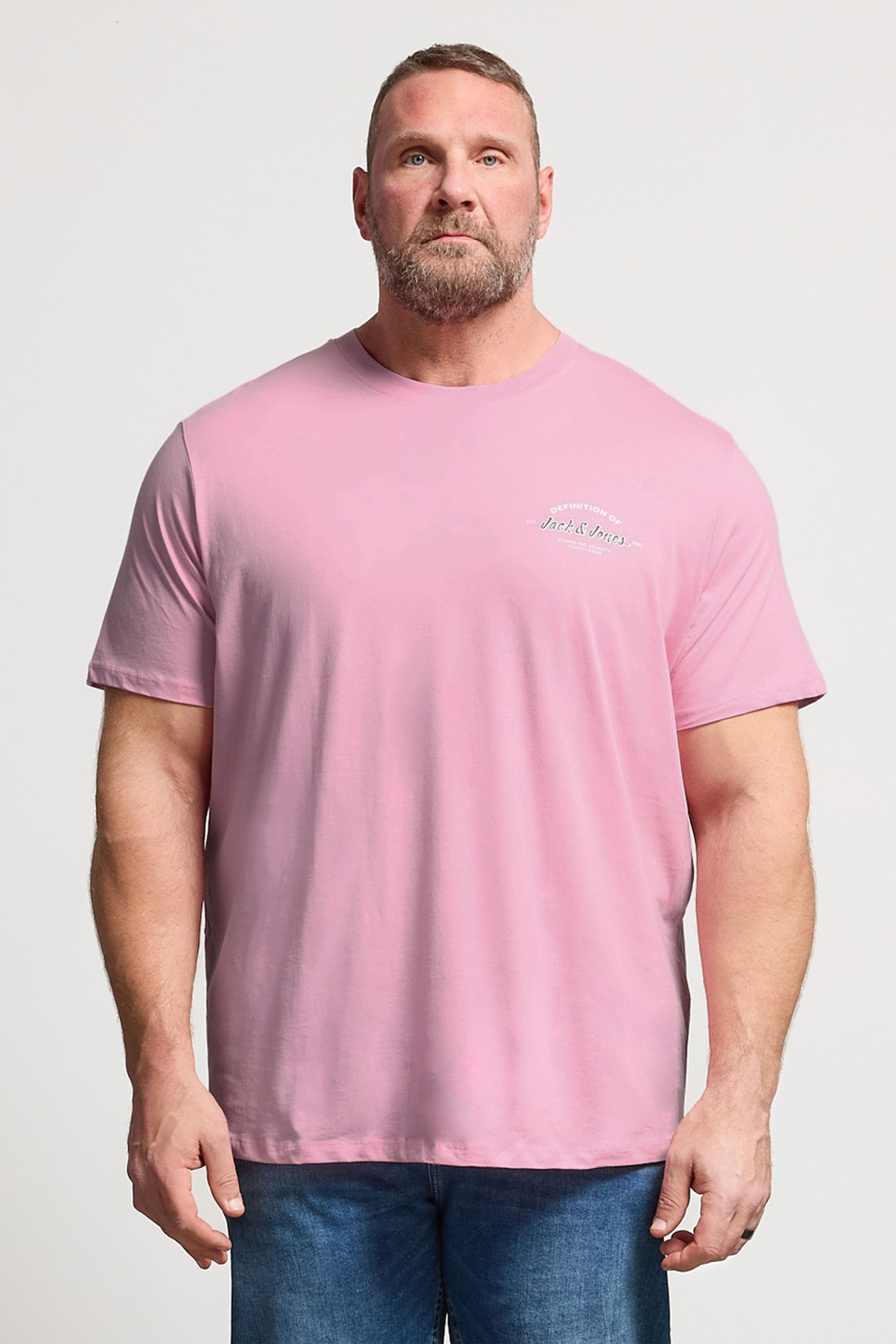 JACK & JONES Big & Tall Pink T-Shirt | BadRhino 3