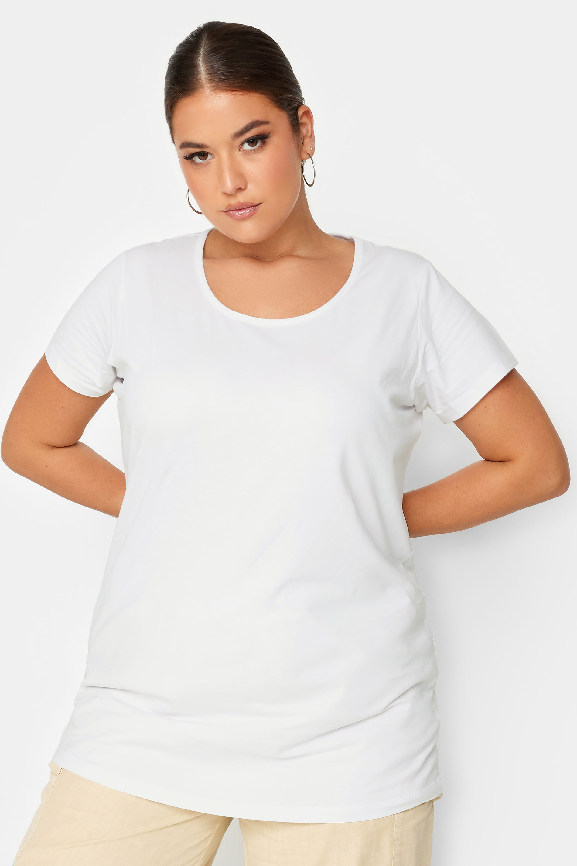 Plus Size White Longline T-Shirt | Yours Clothing 1