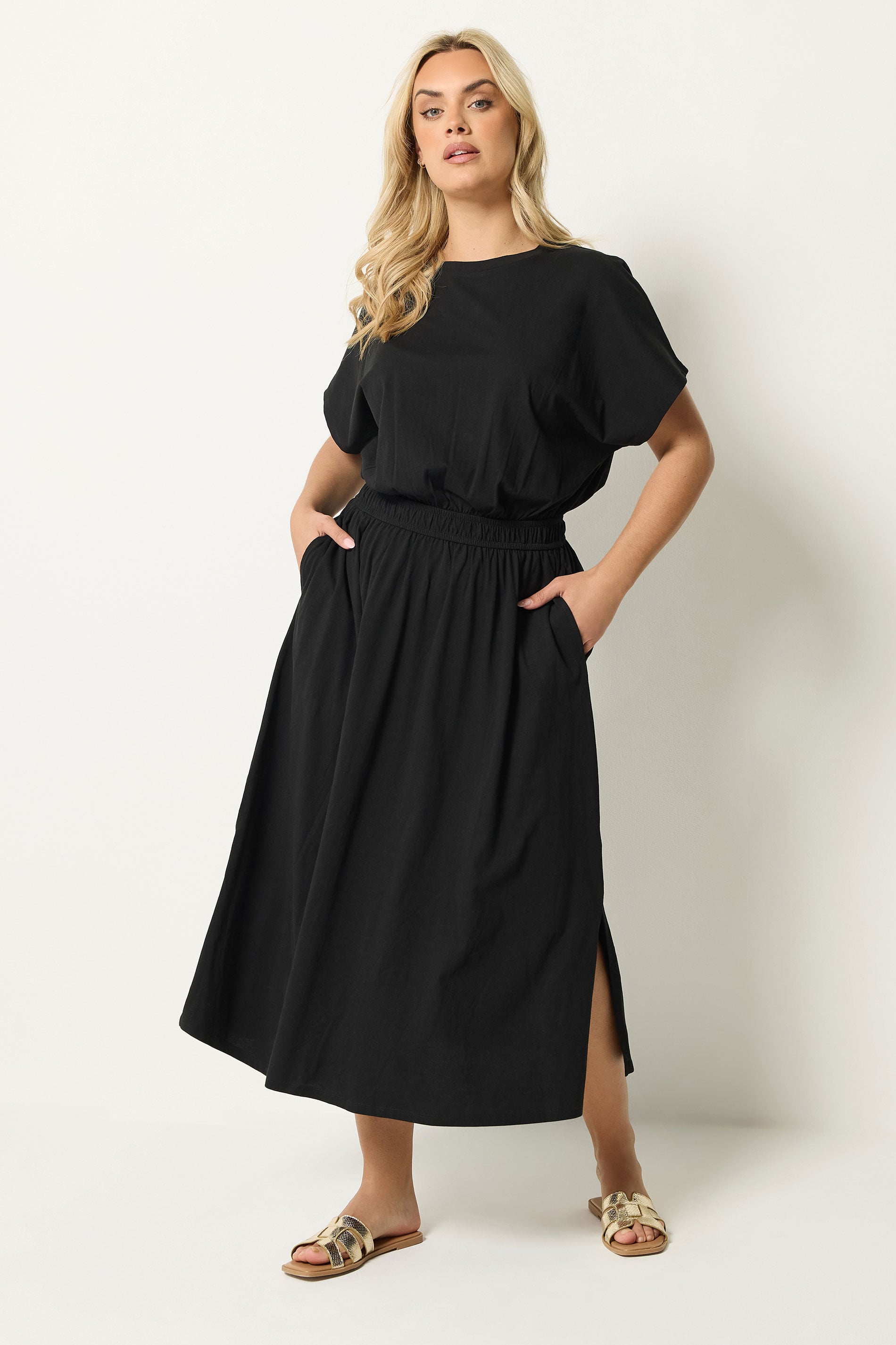 YOURS Plus Size Black Elasticated Waist Maxi Dress | Yours Clothing 3