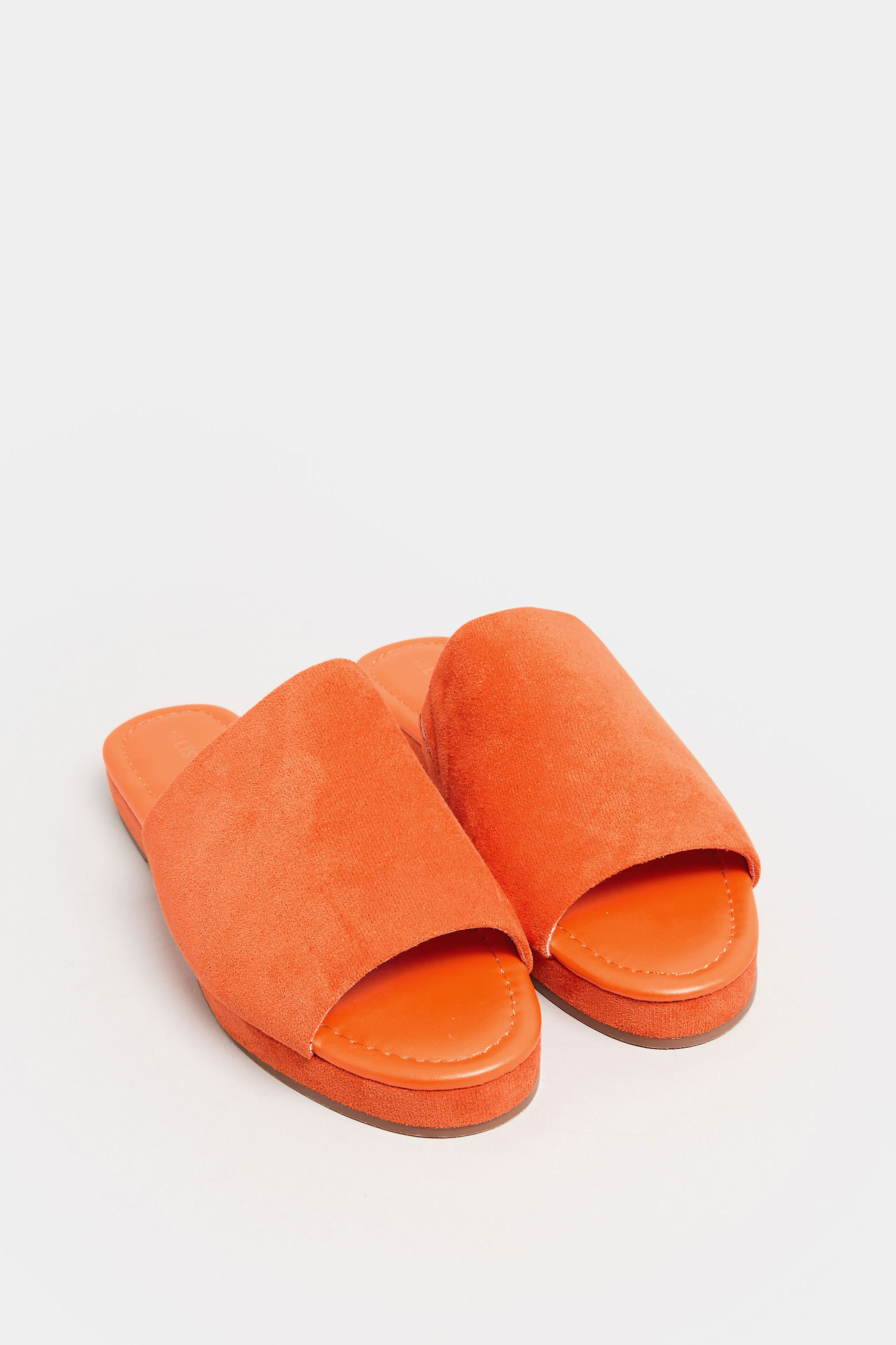 LTS Bright Orange Suede Mule Sandals In Standard Fit | Long Tall Sally  2