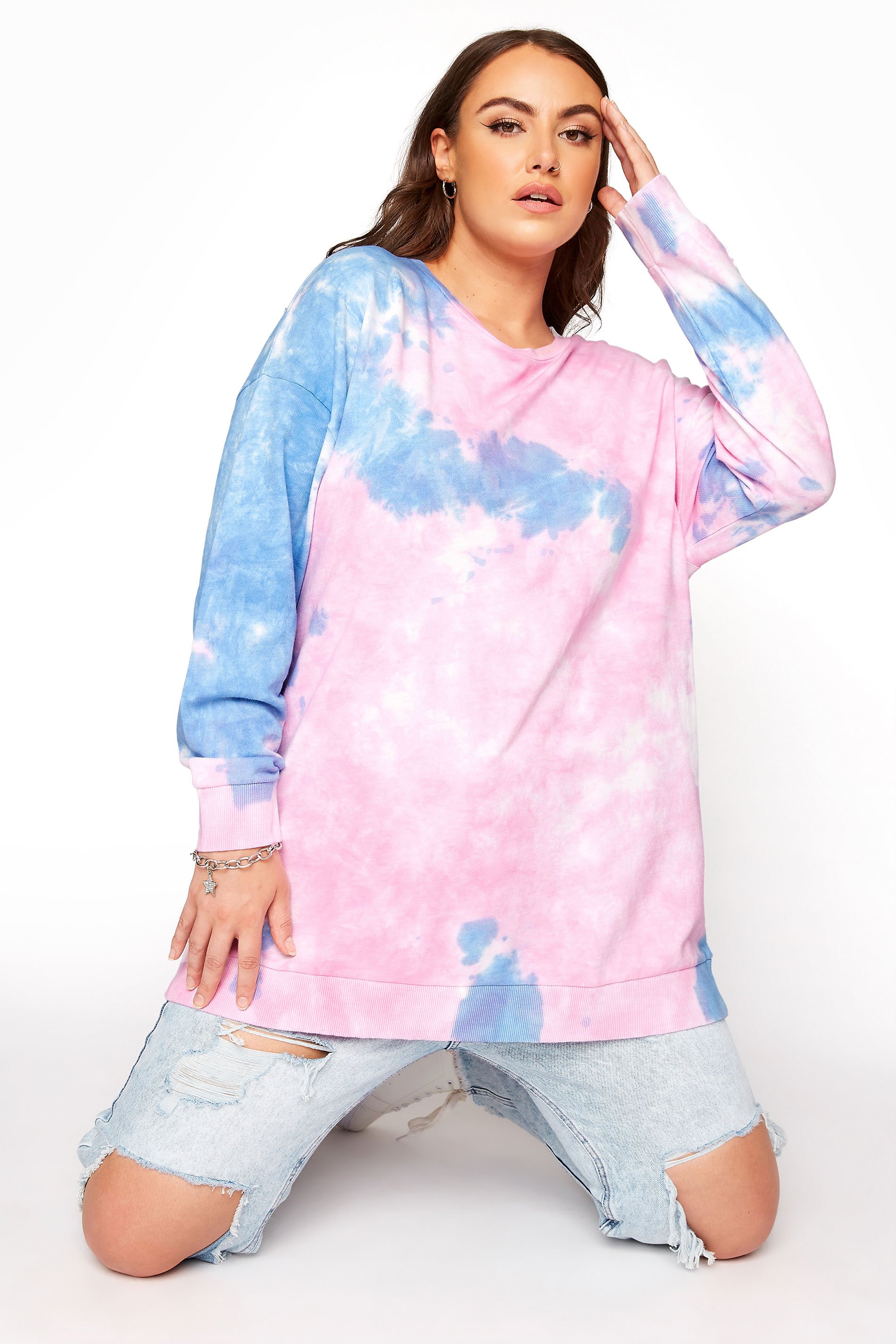 Pink Tie Dye Sweatshirt | Yours Clothing