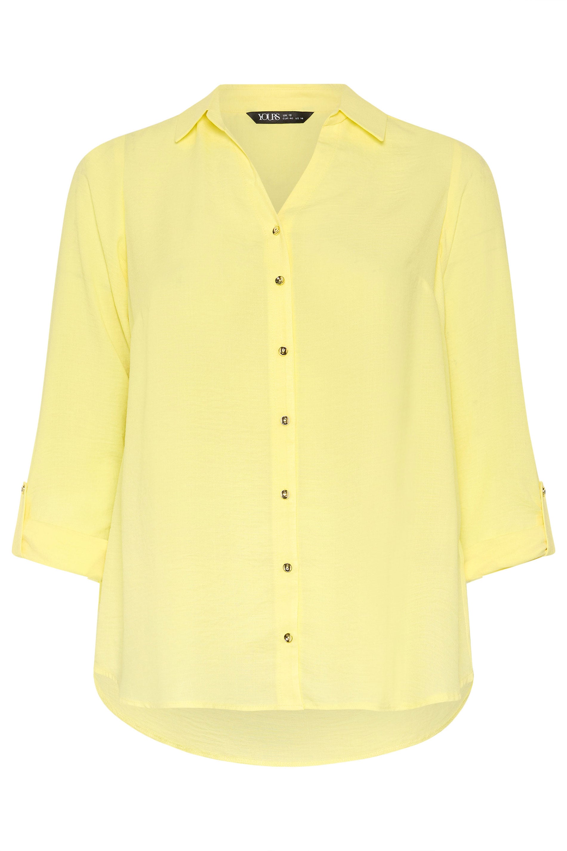 YOURS Plus Size Yellow Button Through Blouse | Yours Clothing 5