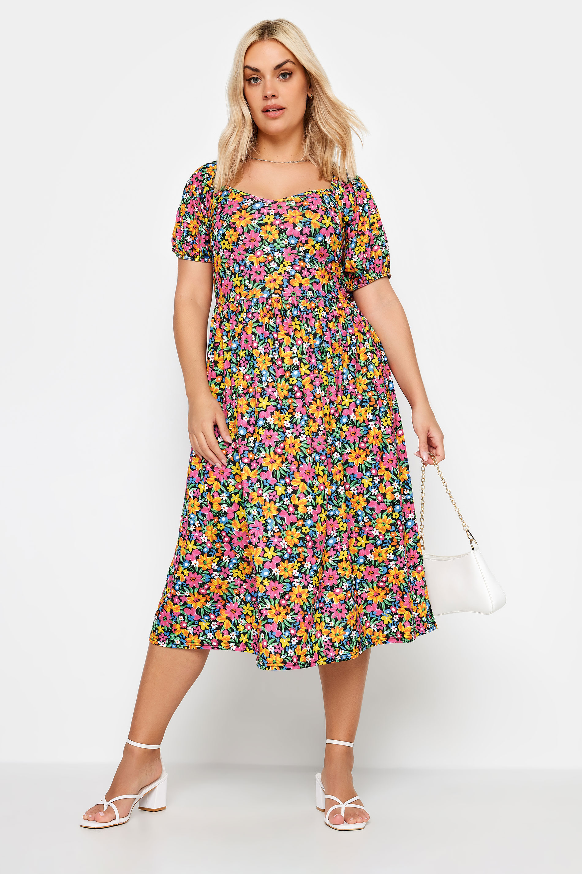 LIMITED COLLECTION Curve Plus Size Yellow Floral Midaxi Dress | Yours Clothing  1