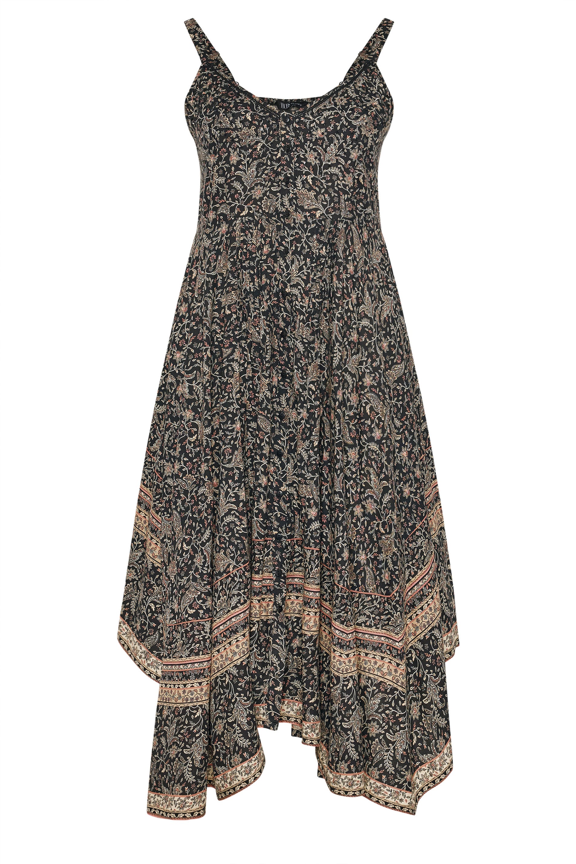 YOURS Curve Black Paisley Hanky Hem Dress 6