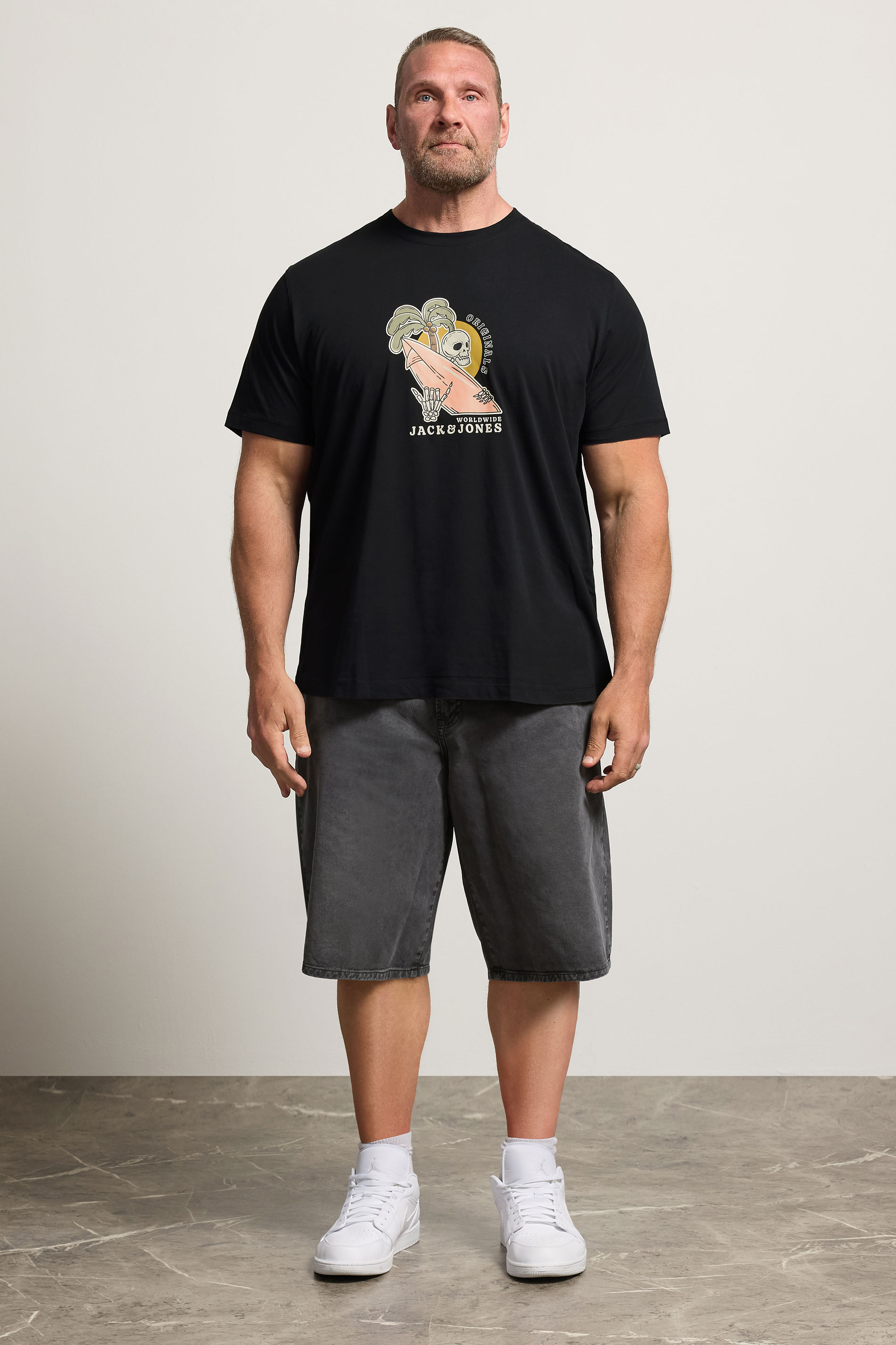 JACK & JONES Big & Tall Black Bronx Shorts | BadRhino 1