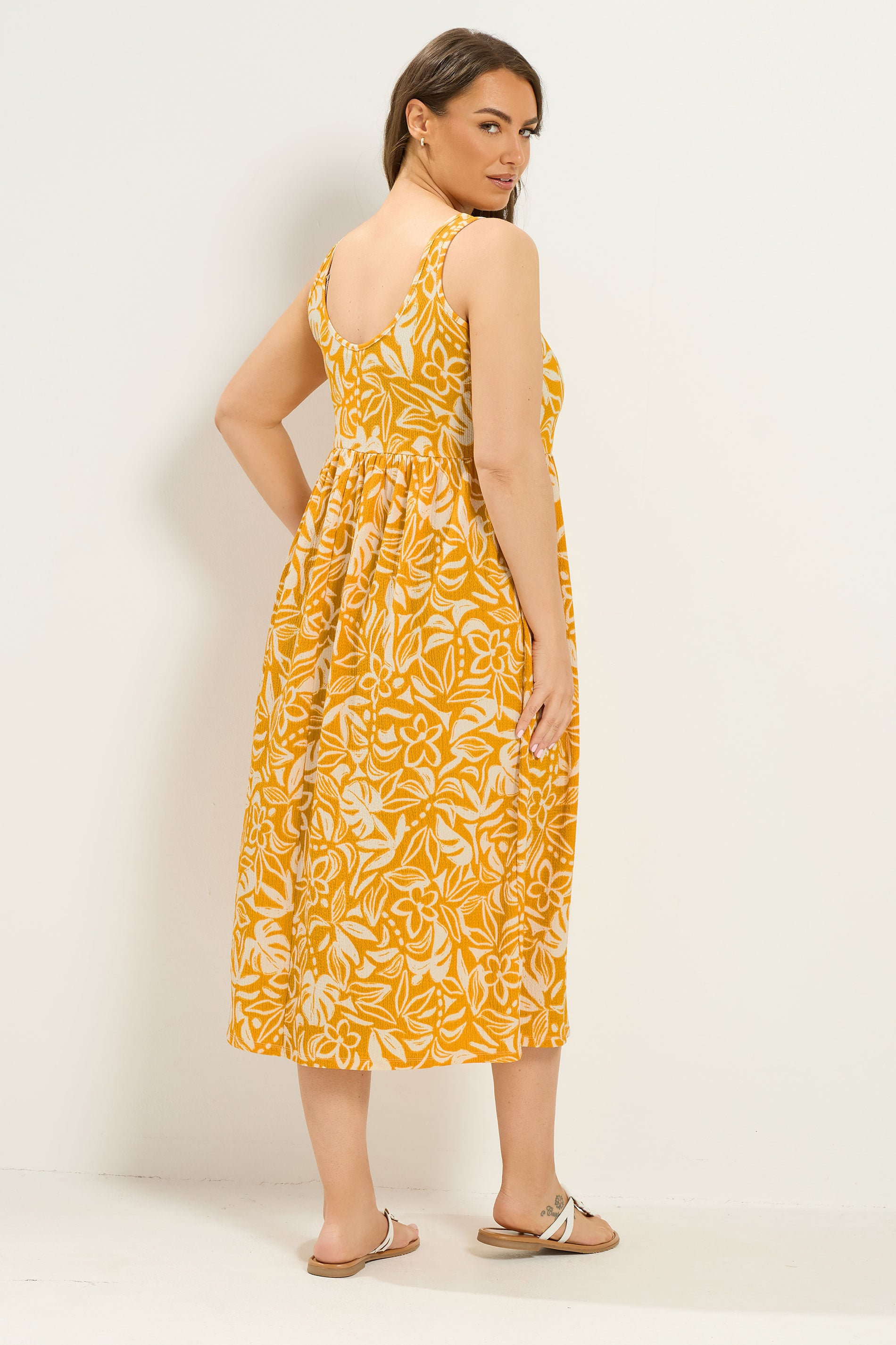 YOURS Plus Size Yellow Sleeveless Maxi Dress | Yours Clothing 2