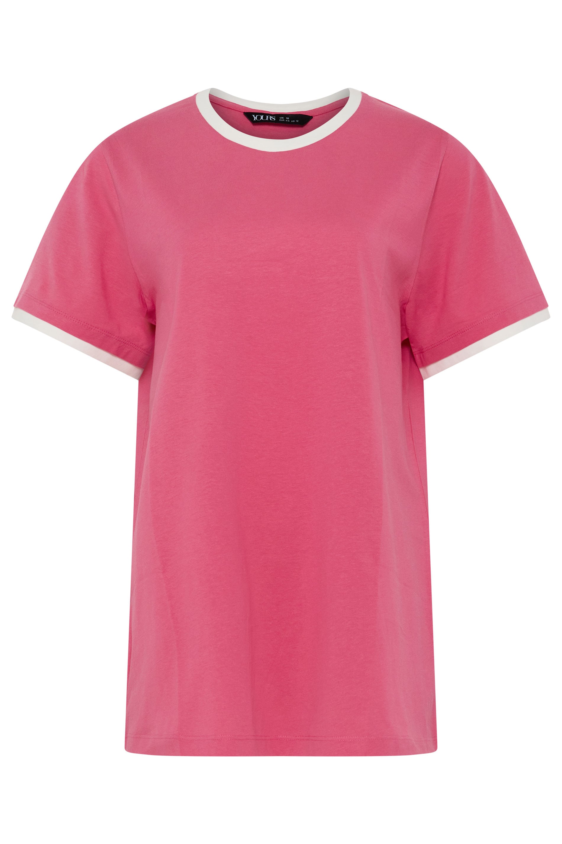 YOURS Plus Size Pink Contrast Trim T-Shirt | Yours Clothing 5