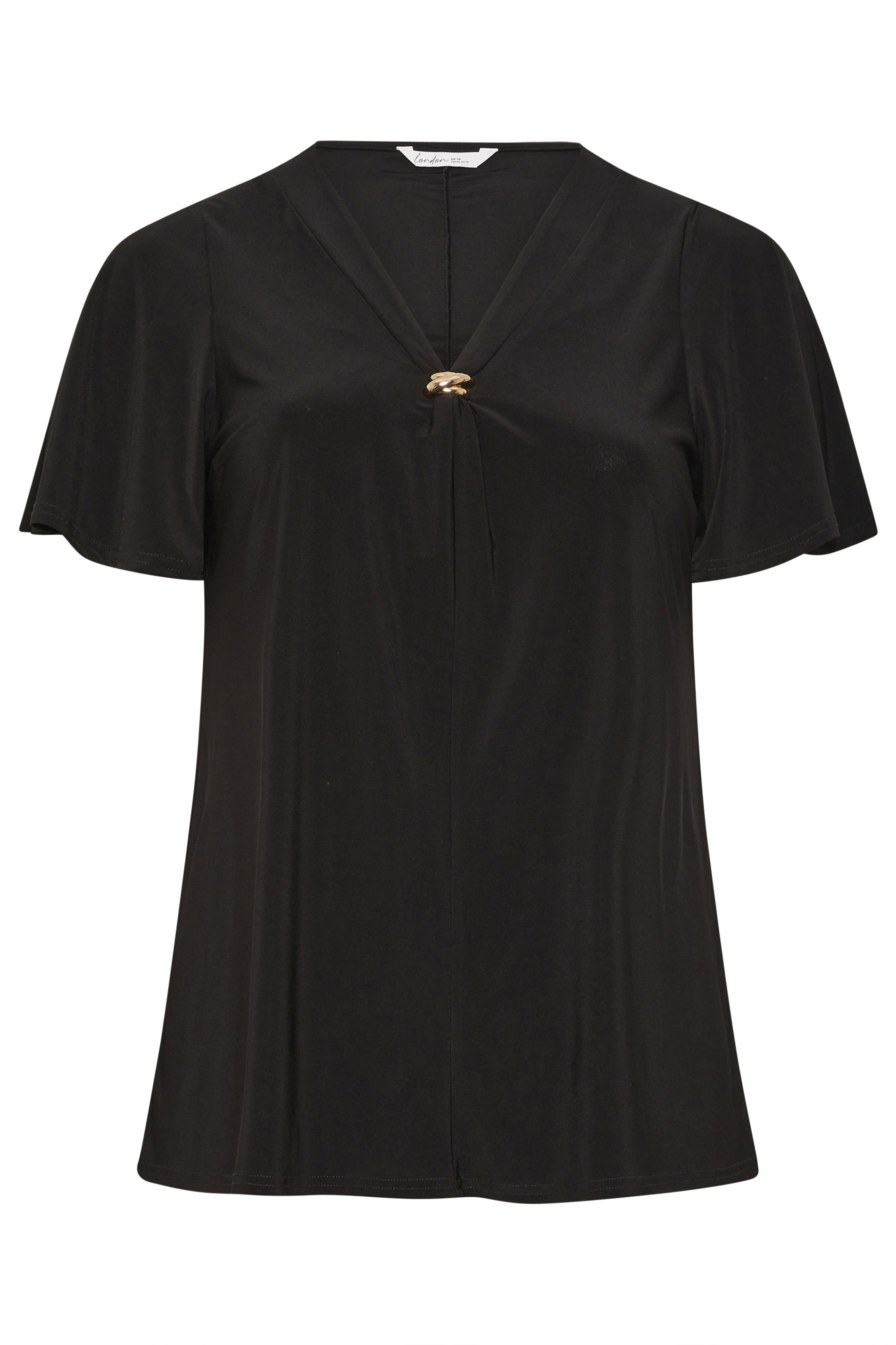 YOURS LONDON Plus Size Black Buckle Swing Top | Yours Clothing 5