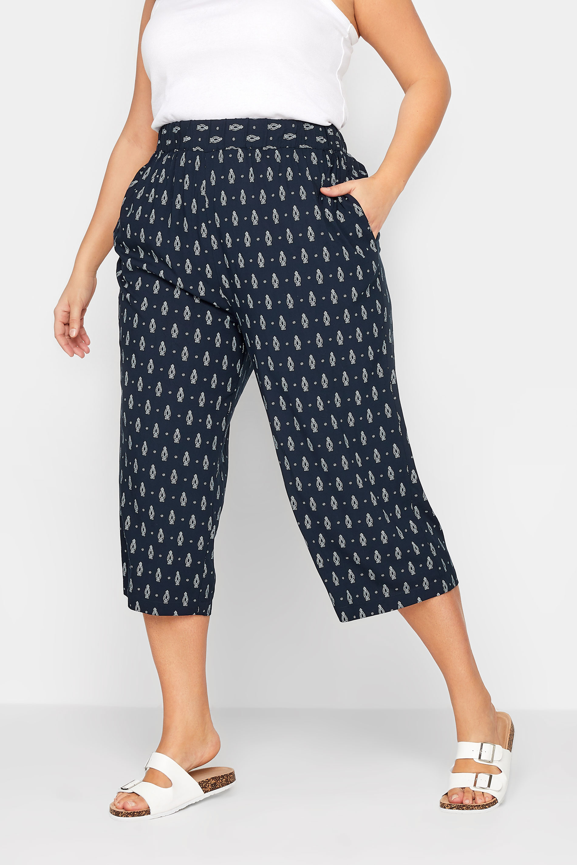 Buy Styli White High Rise Cropped Trousers for Women Online @ Tata CLiQ