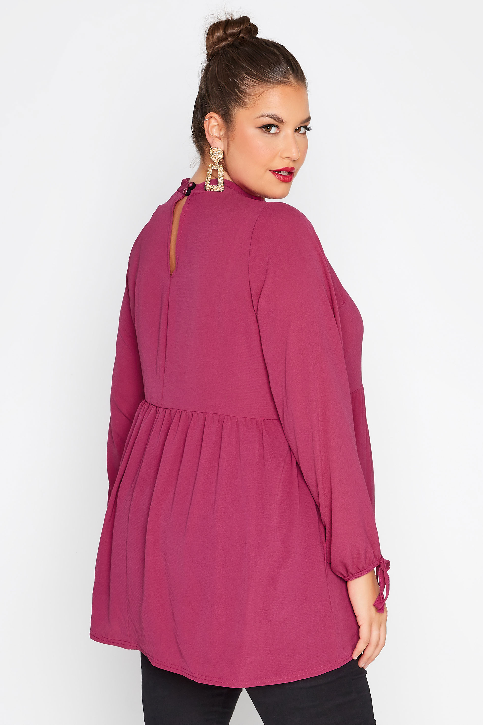 LIMITED COLLECTION Plus Size Dark Pink Turtle Neck Blouse | Yours Clothing 3