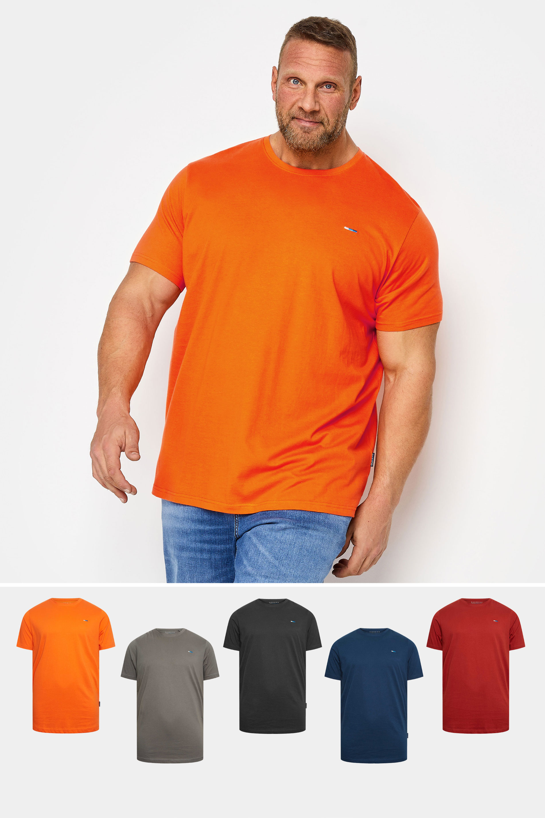 BadRhino Big & Tall Orange 5 Pack Essential T-Shirts | BadRhino 1