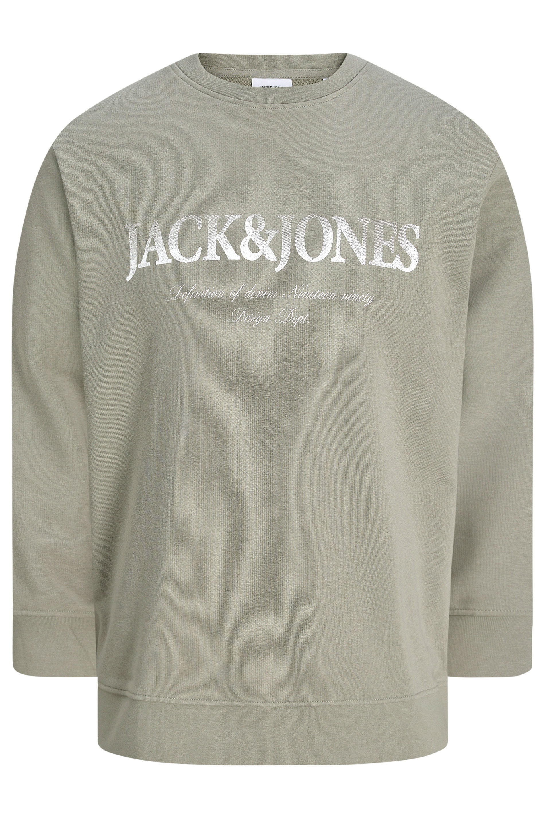 JACK & JONES Big & Tall Vetiver Brown Printed Crew Neck Sweatshirt | BadRhino 2
