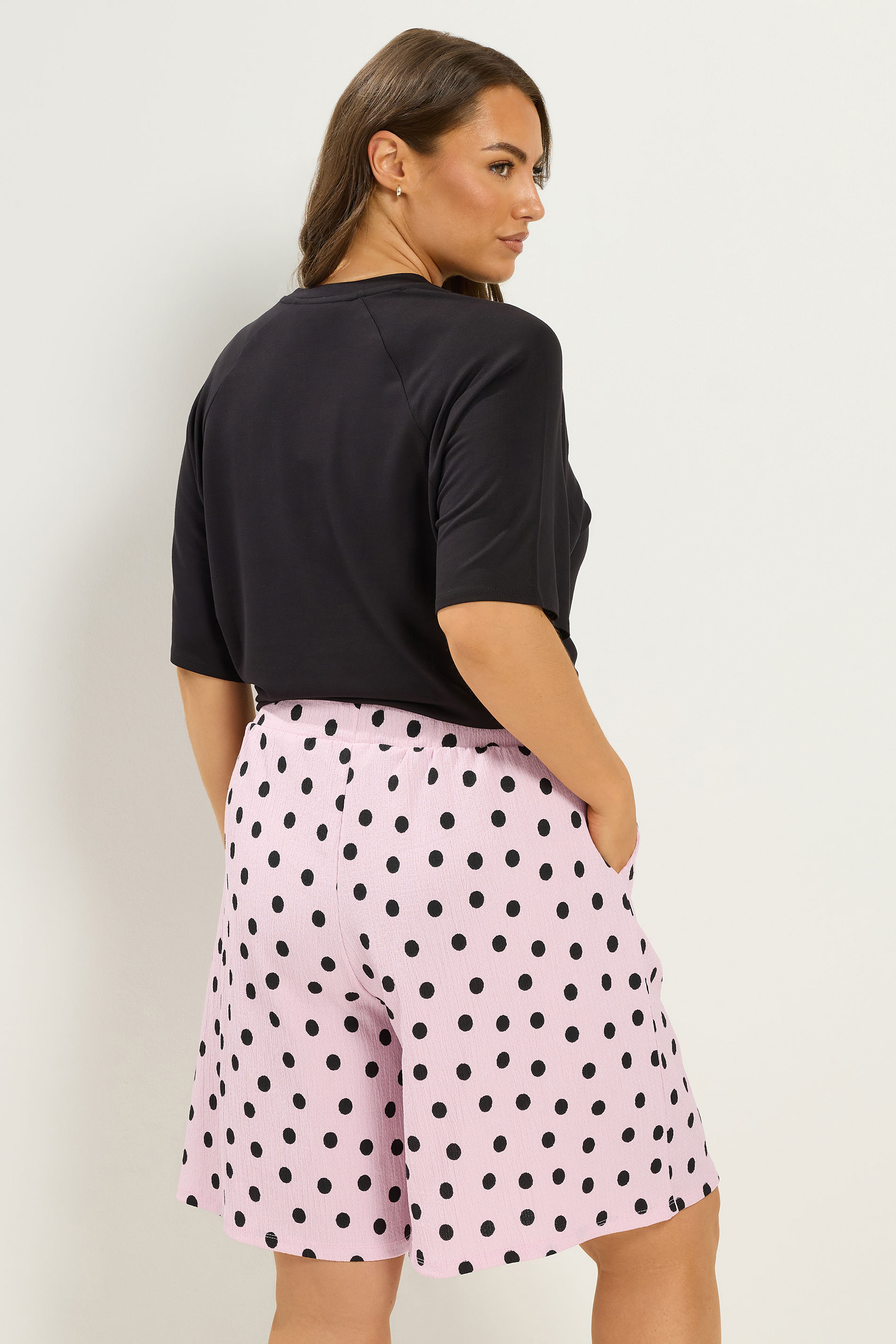 YOURS Plus Size Pink Polka Dot Shorts | Yours Clothing 2