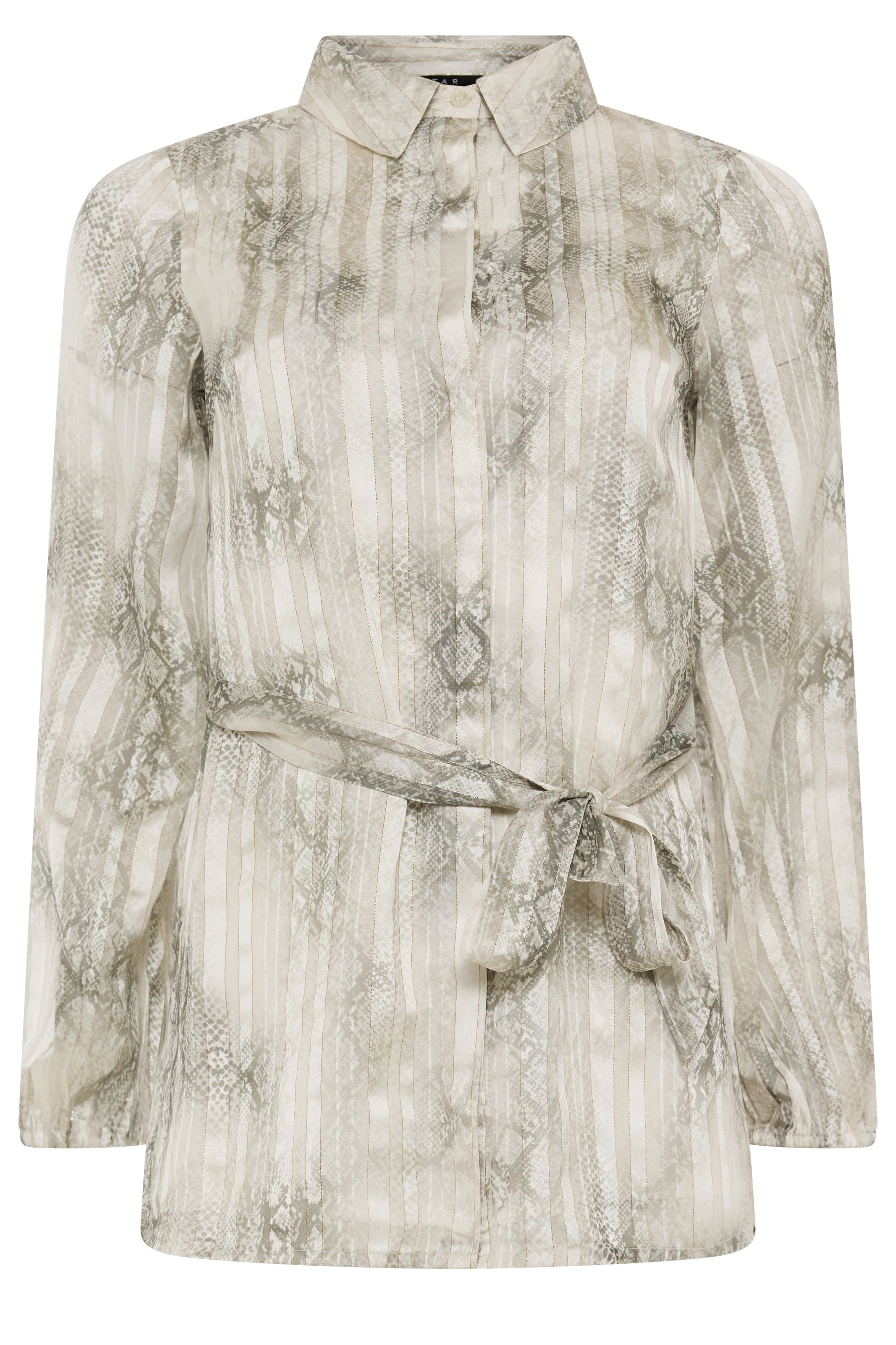 STAR Grey Snake Print Tie Belt Longline Shirt | StarByJM 5