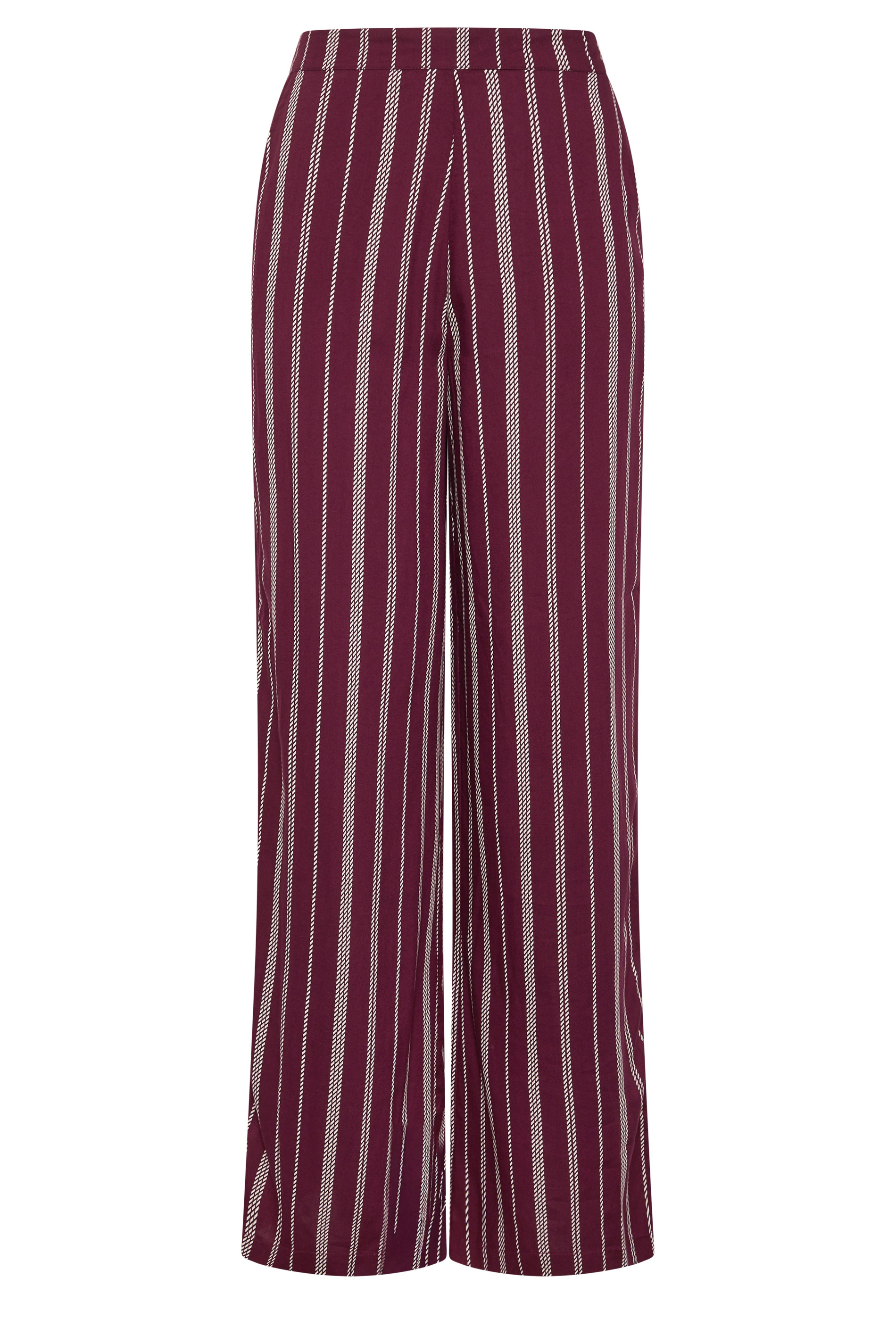 LTS Tall Women's Burgundy Red Rope Stripe Wide Leg Trousers | Long Tall Sally 5