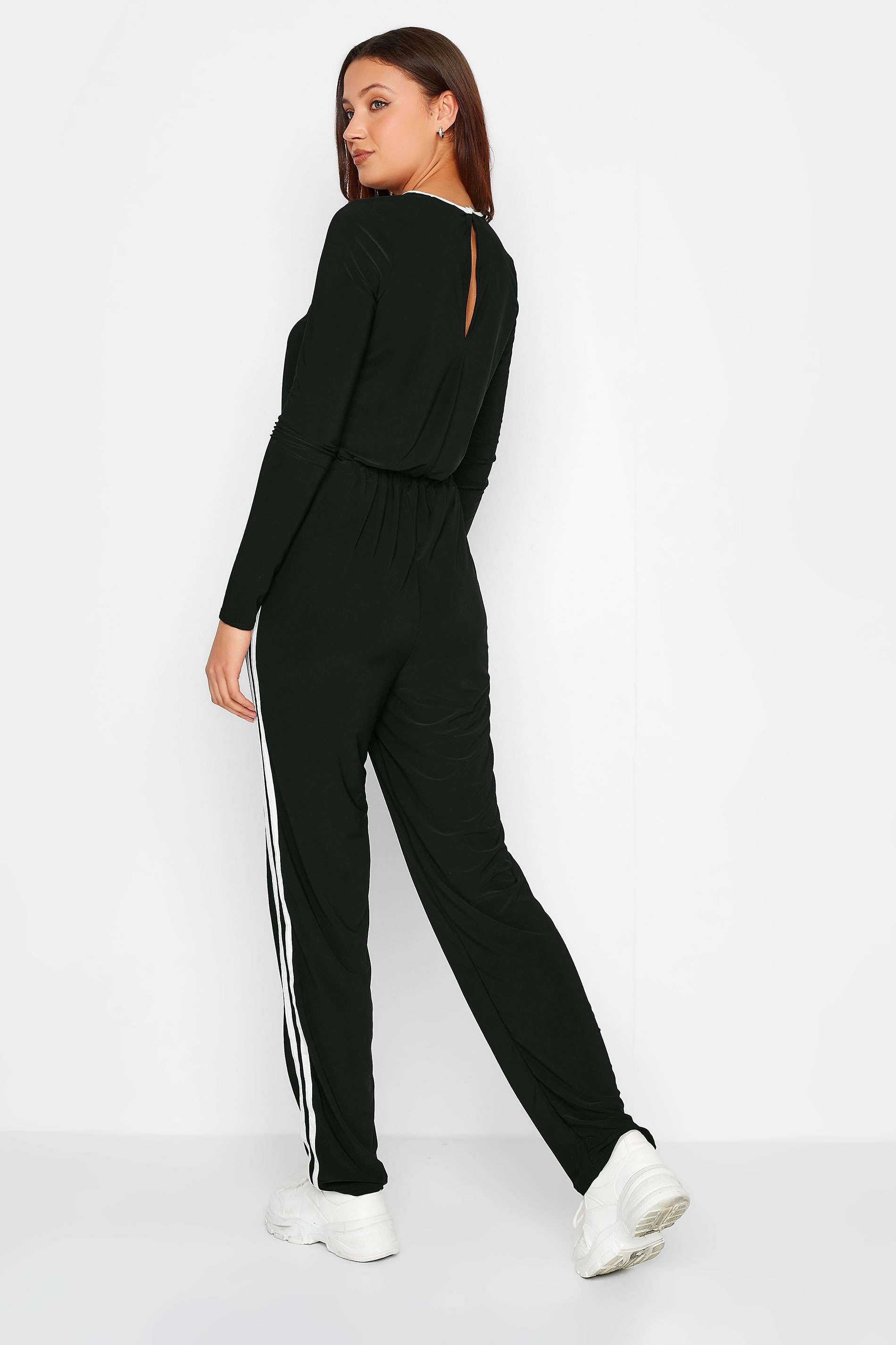 LTS Tall Women's Black Side Stripe Jumpsuit | Yours Clothing 3