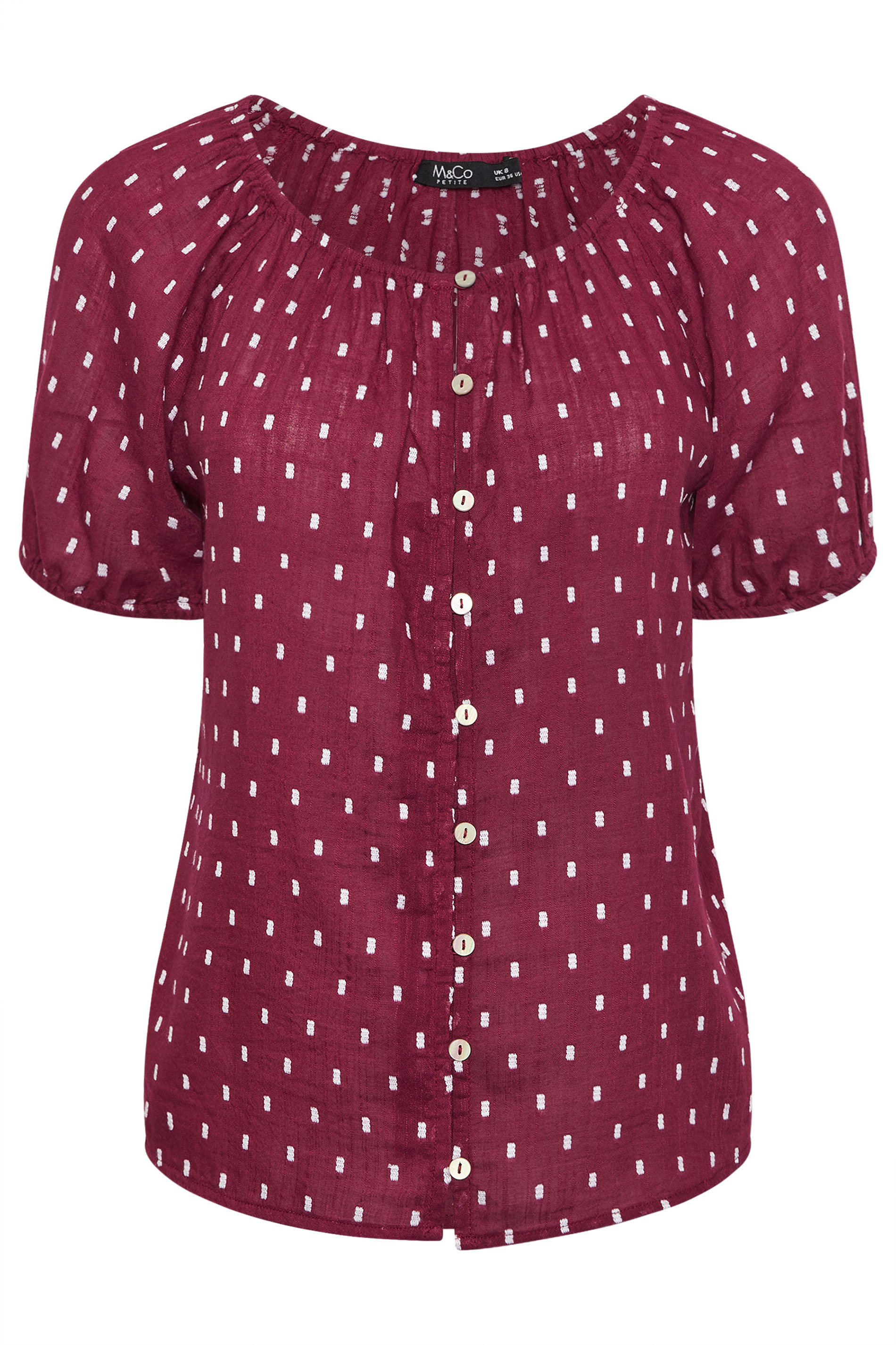 M&Co Petite Berry Purple Dobby Short Sleeve Blouse | M&Co  5