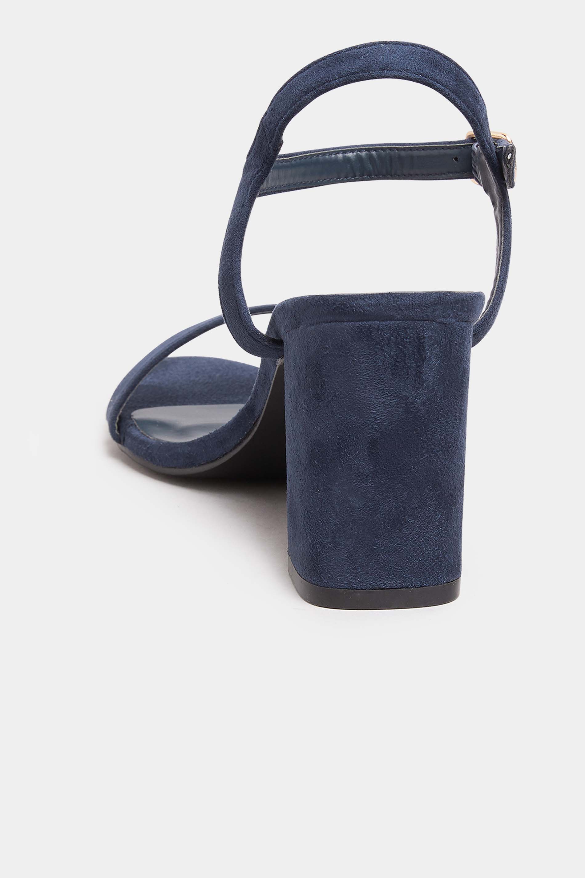 LIMITED COLLECTION Navy Blue Block Heel Sandal In Extra Wide EEE Fit ...