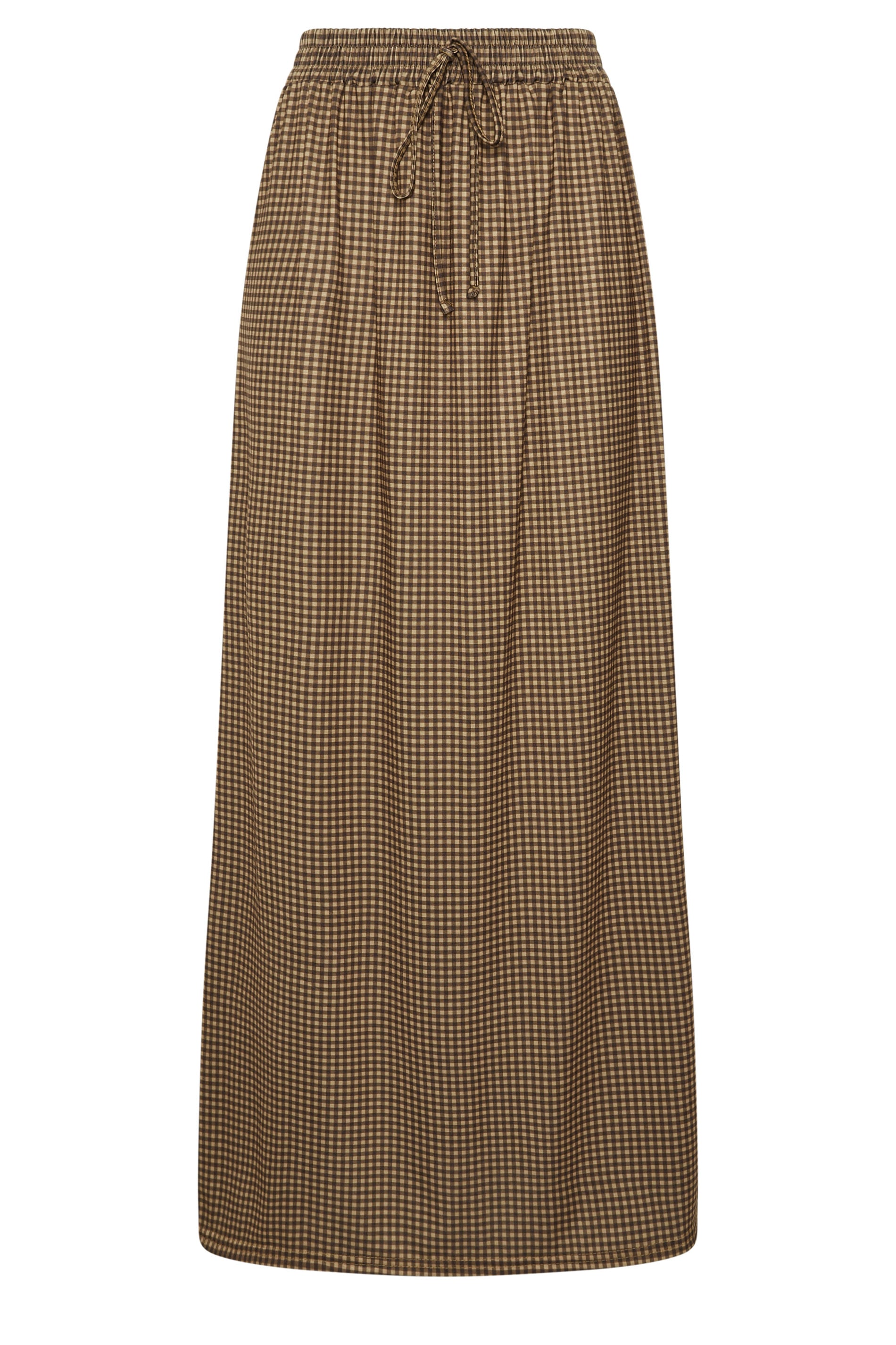 LTS Tall Women's Chocolate Brown Gingham Shirred Maxi Skirt | Long Tall Sally 5