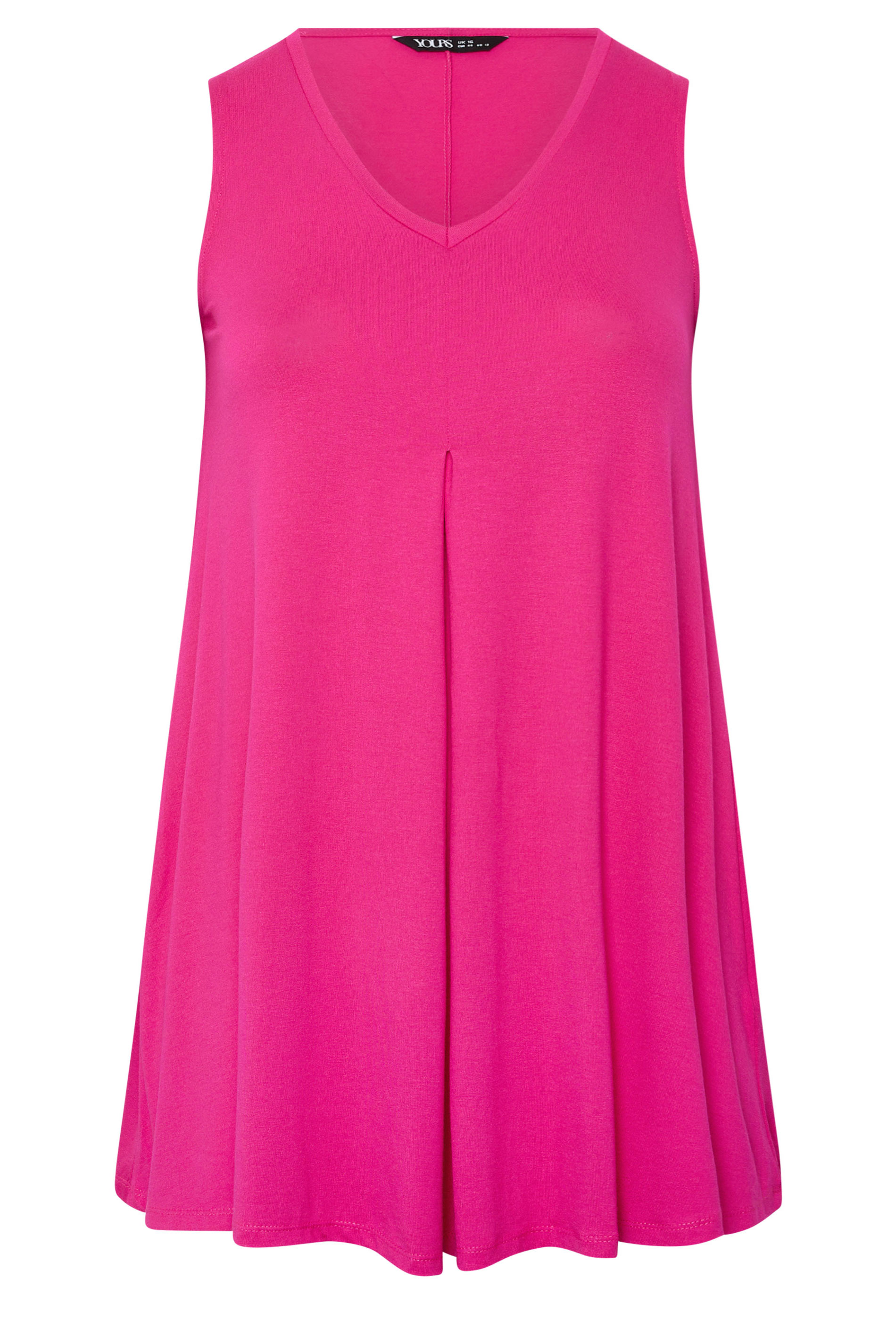 YOURS Plus Size Bright Pink Pleated Vest Top | Yours Clothing 5