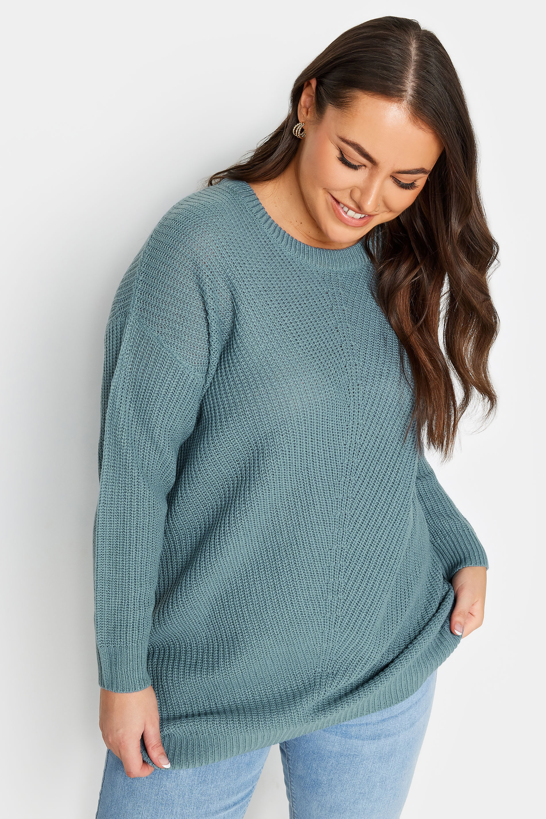 YOURS Plus Size Blue Essential Jumper | Yours Clothing 1