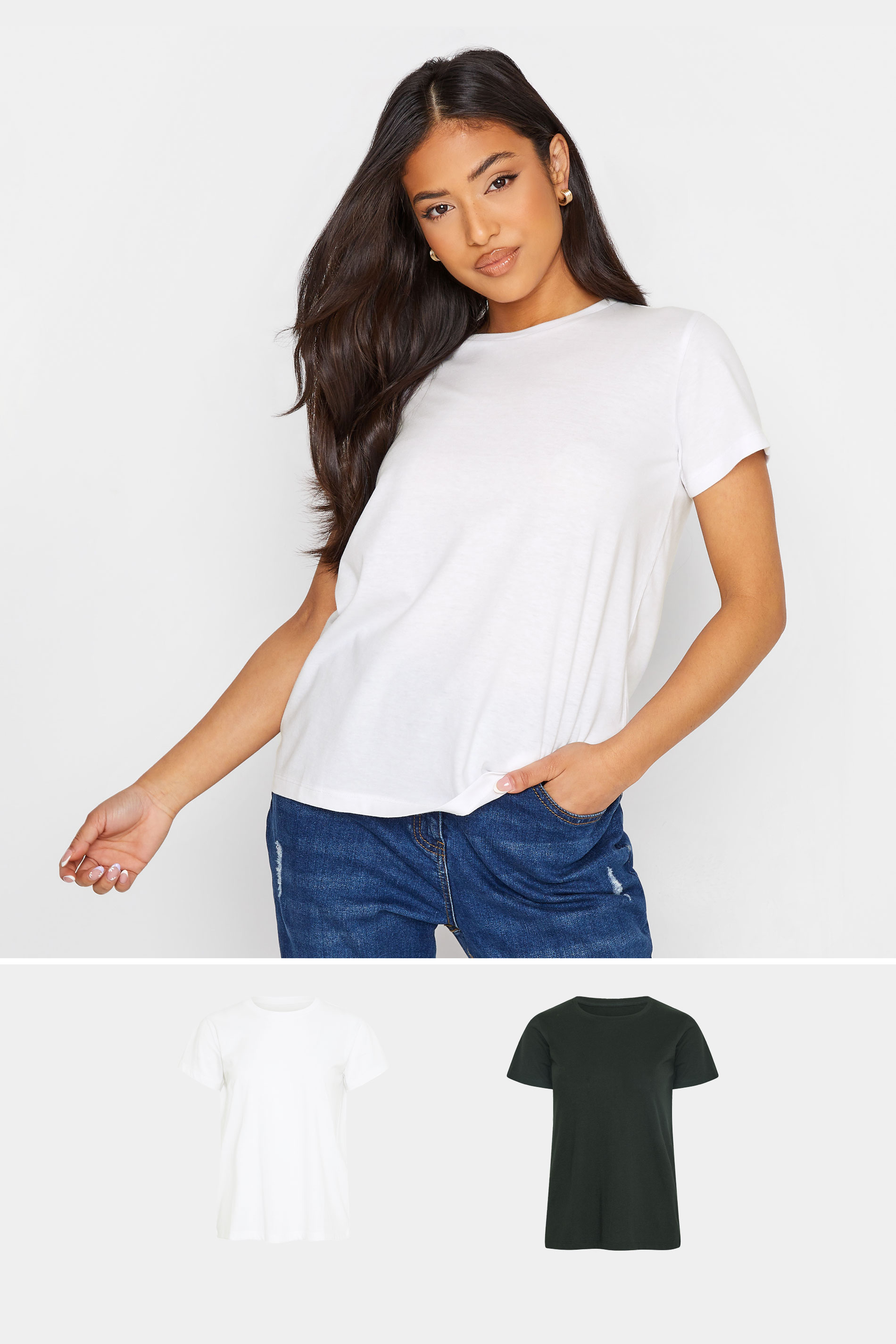 2 PACK Petite Black & White Basic T-Shirts 1