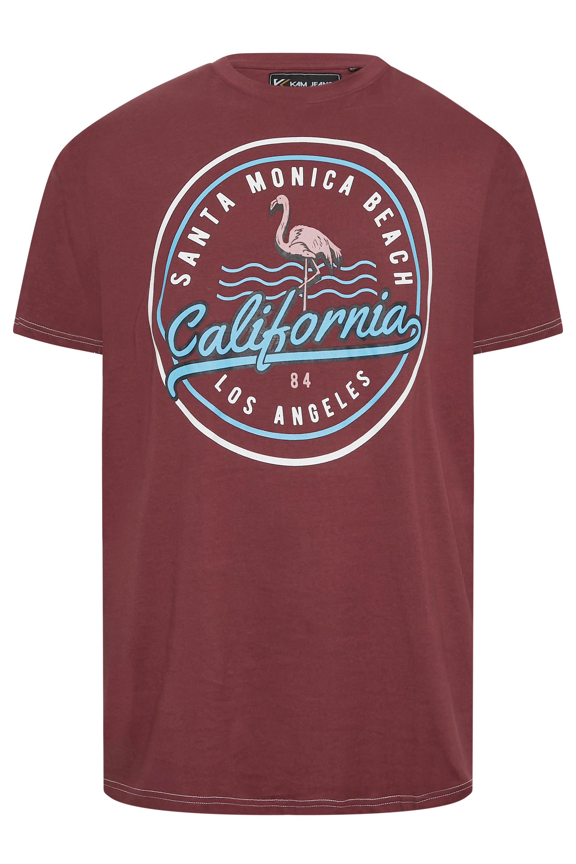 KAM Big & Tall Burgundy Red California Short Sleeve T-Shirt | BadRhino 3
