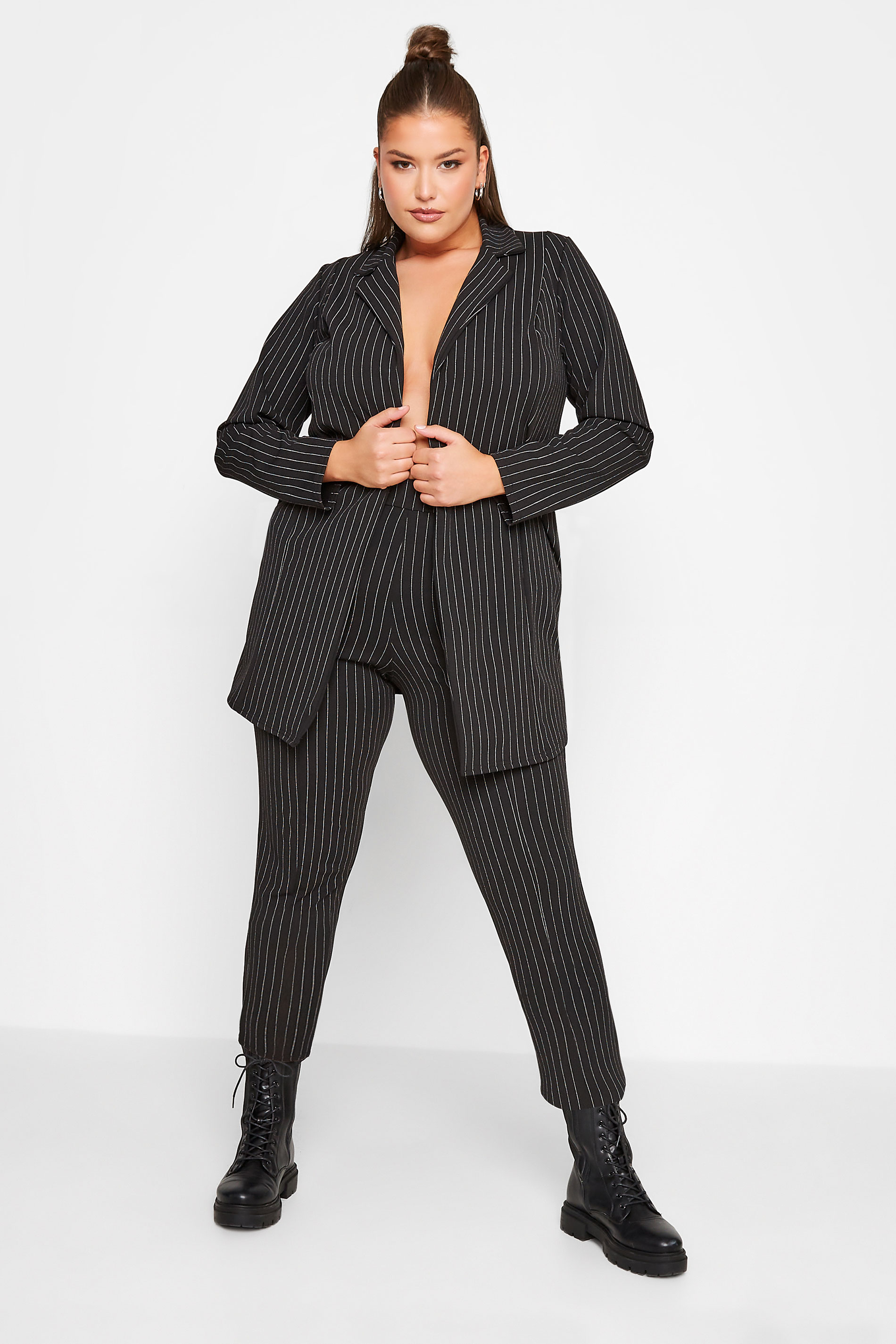 LIMITED COLLECTION Plus Size Black Pinstripe Blazer | Yours Clothing 3