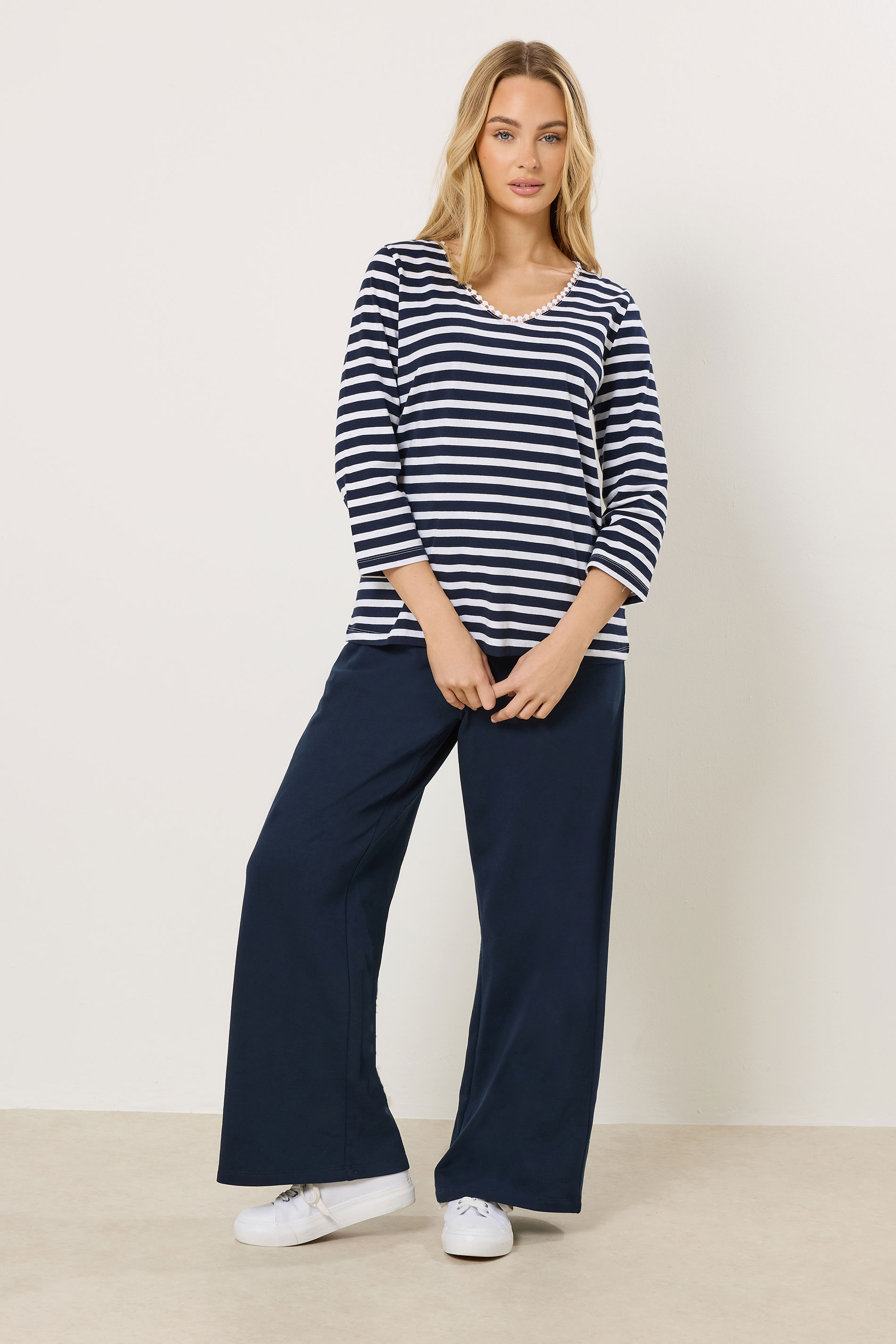 M&Co Navy Blue Wide Leg Joggers | M&Co 1