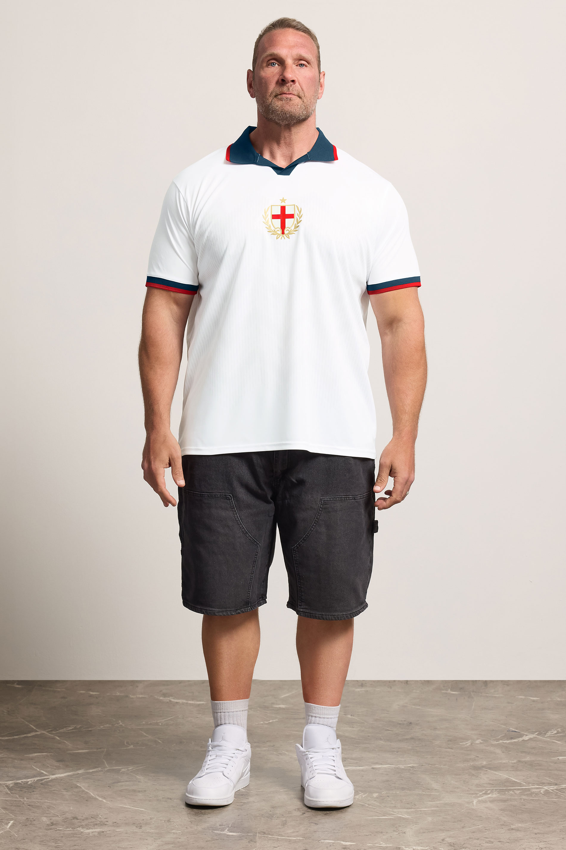 BadRhino Big & Tall White England Football Polo Shirt | BadRhino 2