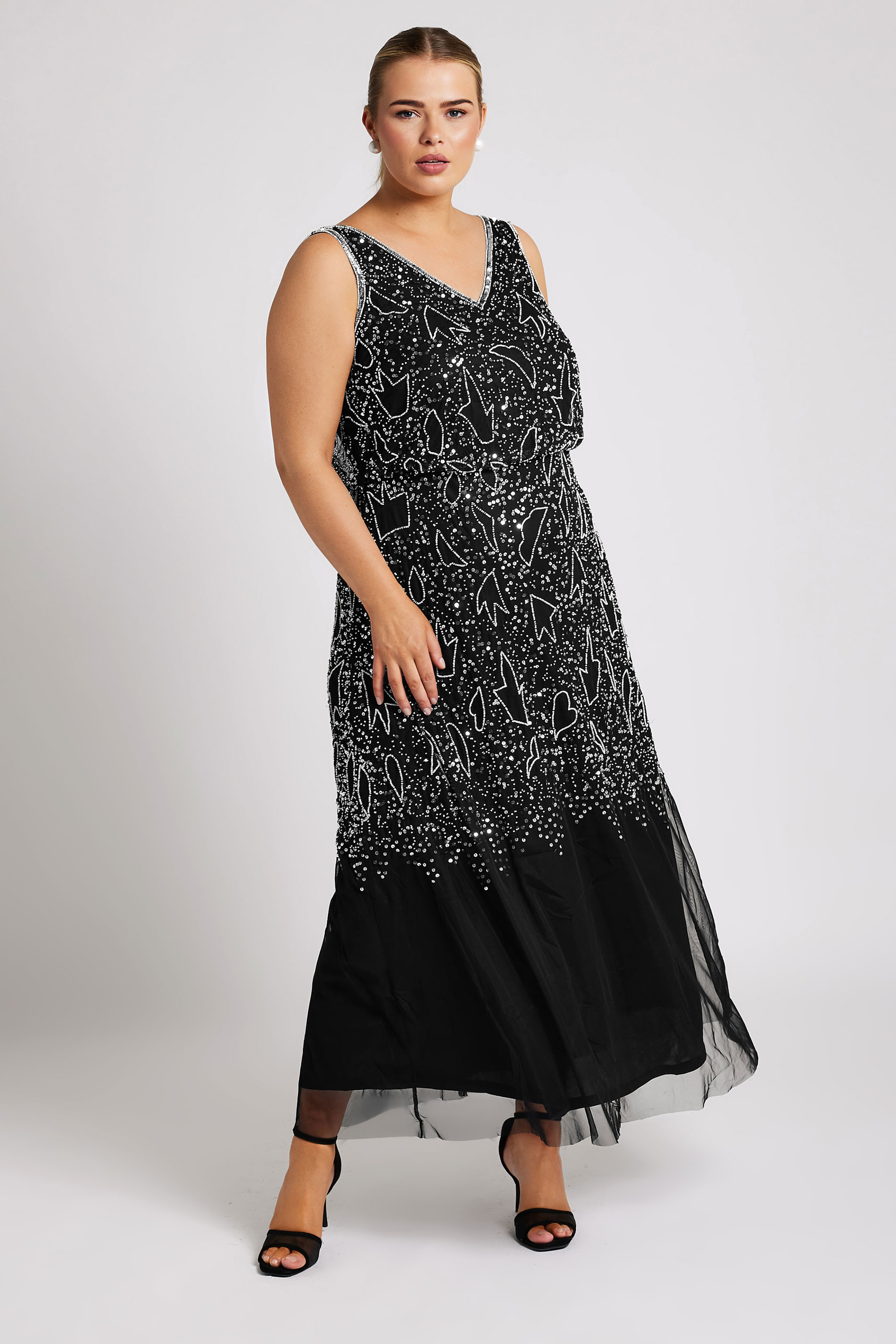 black and white midi dress Drop Waist Verity size:24L SASSAFRAS Curve Sophisticated Black Pencil Dress