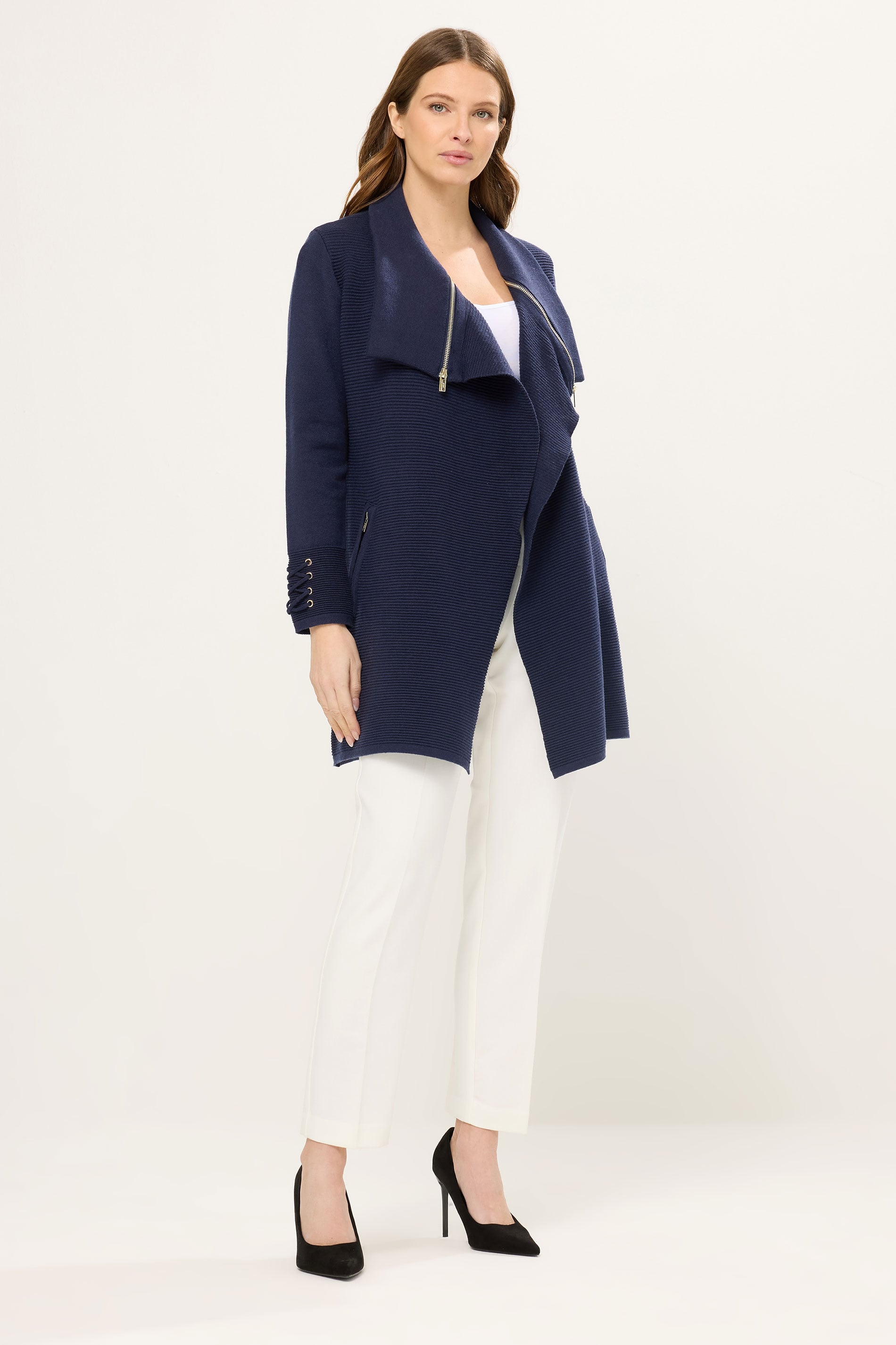 STAR Navy Blue Zip Detail Cardigan | StayByJM 1