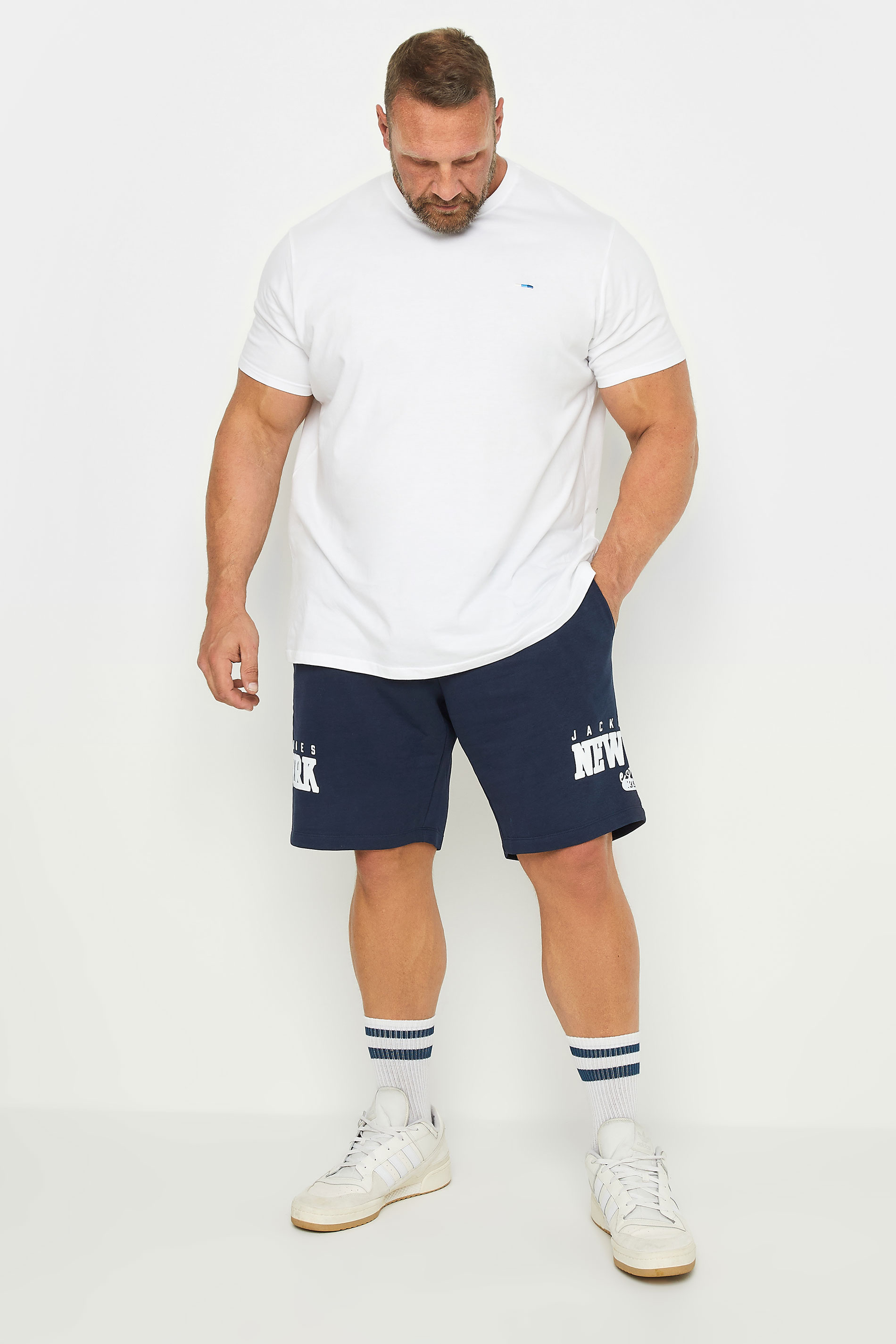JACK & JONES Navy Blue Sweat Shorts | BadRhino 2