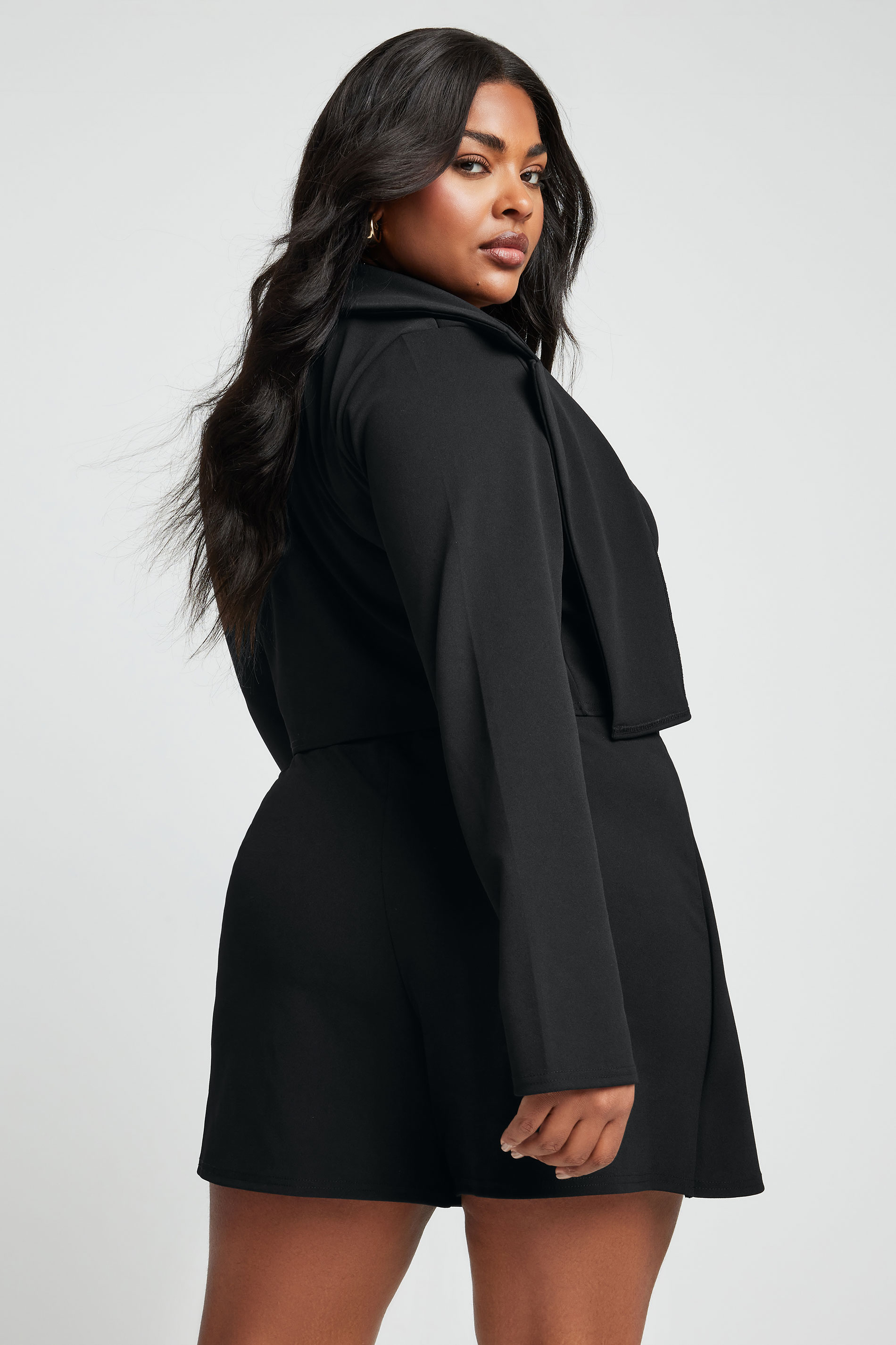 YOURS Plus Size Black Cropped Blazer | Yours Clothing 3